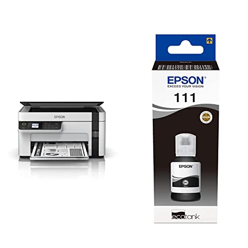 Epson EcoTank ET M2120 Stampante multifunzione monocromatica 3 in 1 (Stampa, Copia, Scansione) & C13T03M140 adatto per M1100 Inchiostro nero EcoTank : Informatica