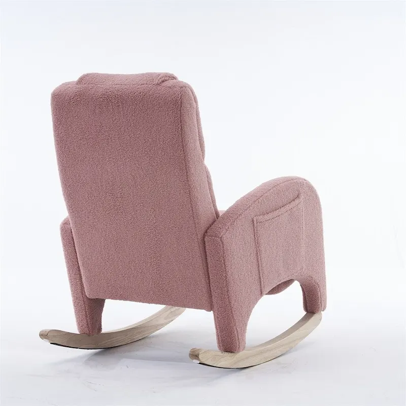 Ergonomic Fabric Nursery Rocking Chair With Adjustable Footrest