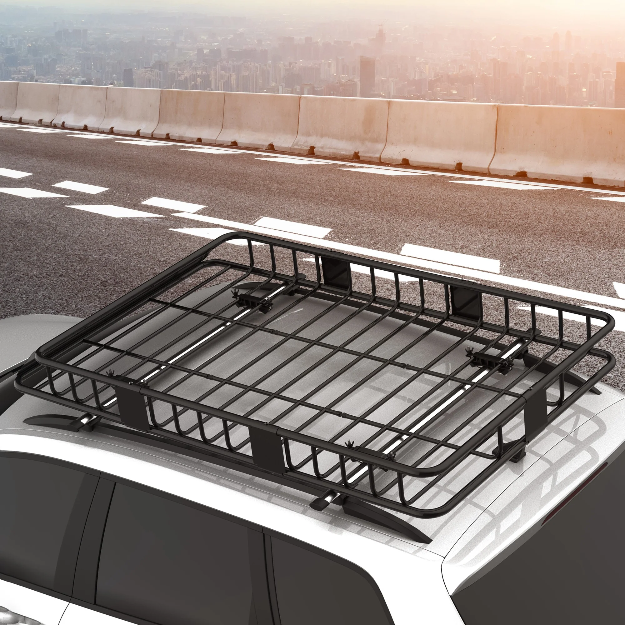HOMCOM Universele dakkoffer autodakdrager dakbagagerek bagagemand bagagerek plank metaal zwart 162 x 99 x 16 cm | Aosom.de