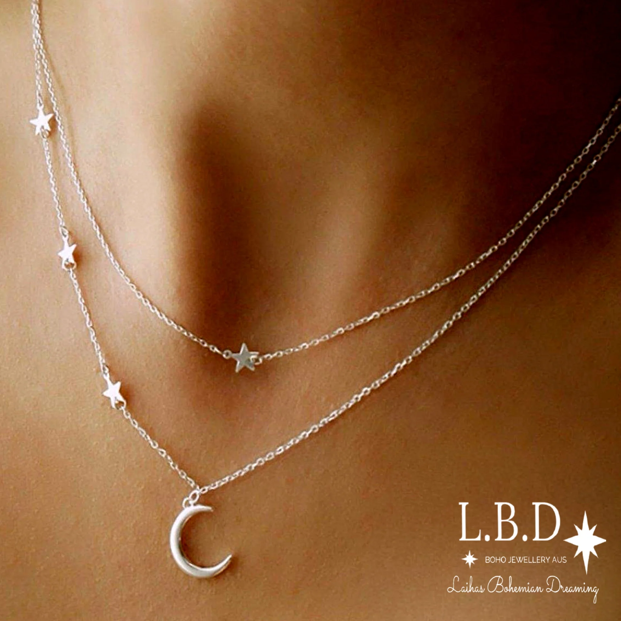 Laihas Galaxy Sterling Silver Layered Boho Necklace
