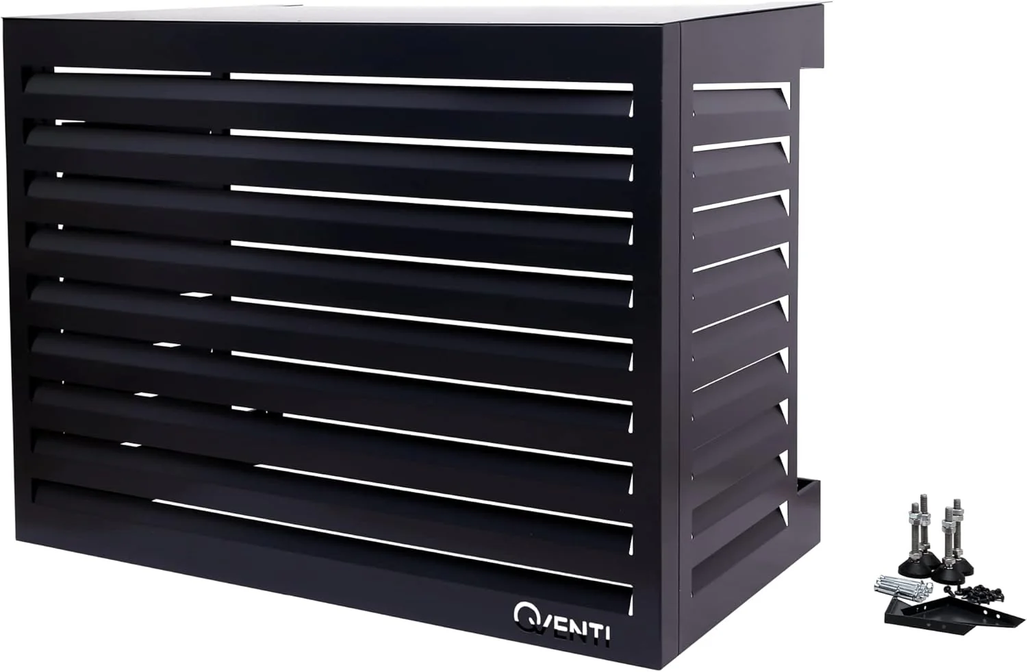 Qventi Abdeckung für Klimaanlage - Anthrazit/Grau - Aluminium - Schutzgitter - Verkleidung - Einfache Montage - Größe S - Außenmaße (LxBxH): 100 x 50 x 75 cm