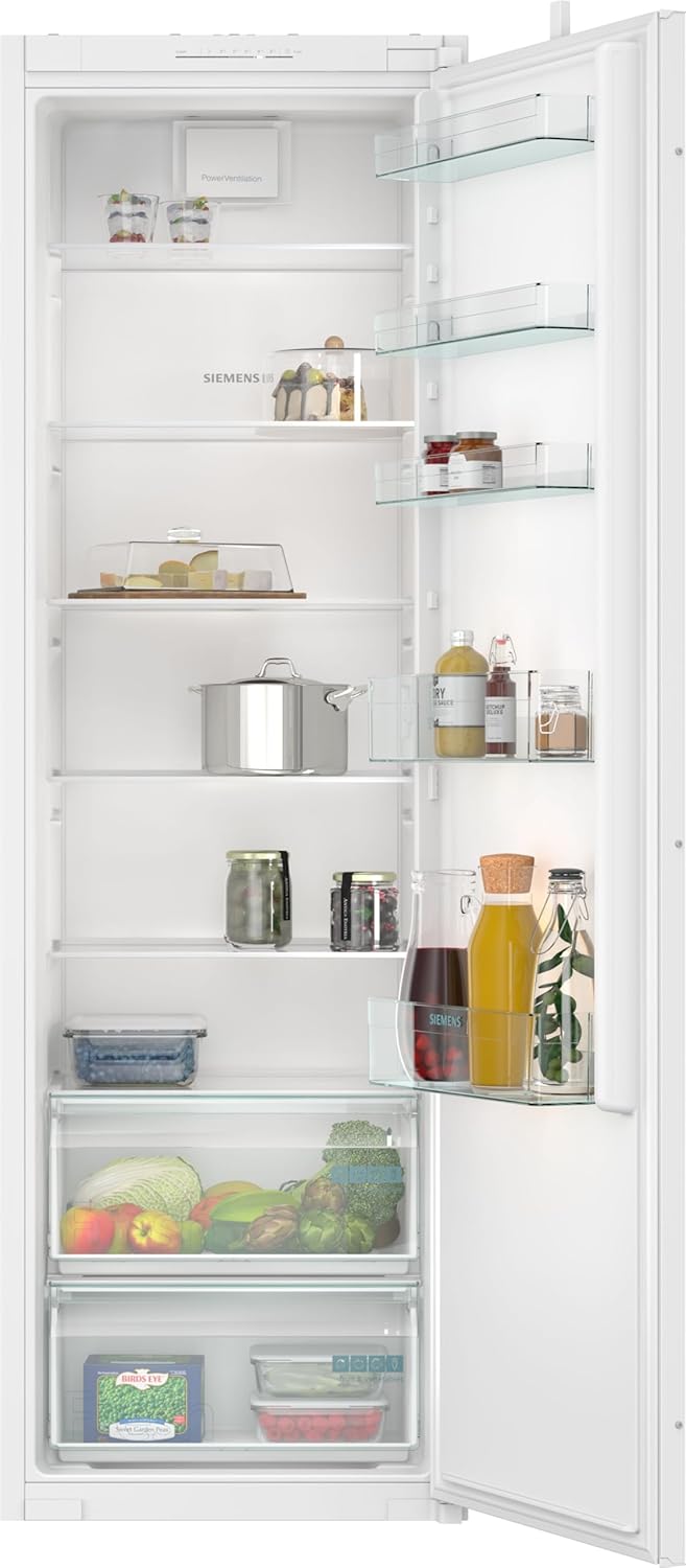 Siemens KI81RNSE0, iQ100, Einbau-Kühlschrank, 177,5 x 56 cm Nische, 310 L, Made in Germany, freshBox für Obst und Gemüse, schnelles Kühlen, sehr Leise mit nur 35 dB, LED Beleuchtung, Schleppscharnier