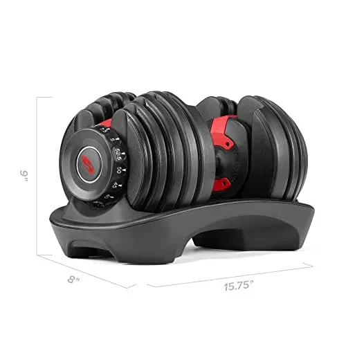 Bowflex SelectTech 552 Adjustable Dumbbells (pair), 2.3–23.8 kg, space-saving home fitness equipment