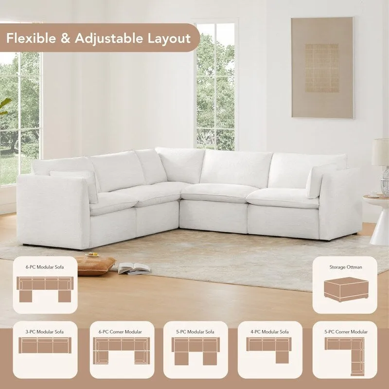 Cypress U-shape Sectional Couches Modular Sofa with Ottoman