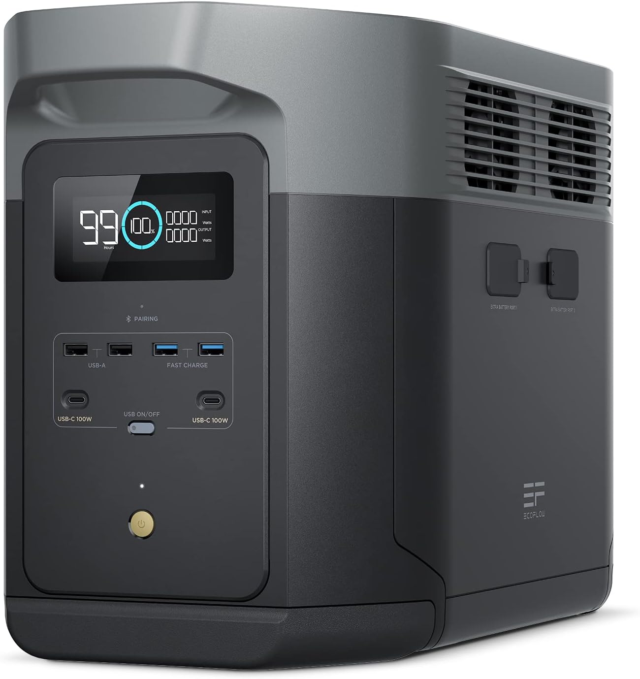 EF ECOFLOW DELTA 2 Max Espandibile 2-6kWh Centrale elettrica portatile, Batteria LFP 3000 cicli, CA+Solare 80% di carica in 1 ora, Fino a 3000W di uscita, Generatore solare silenzioso