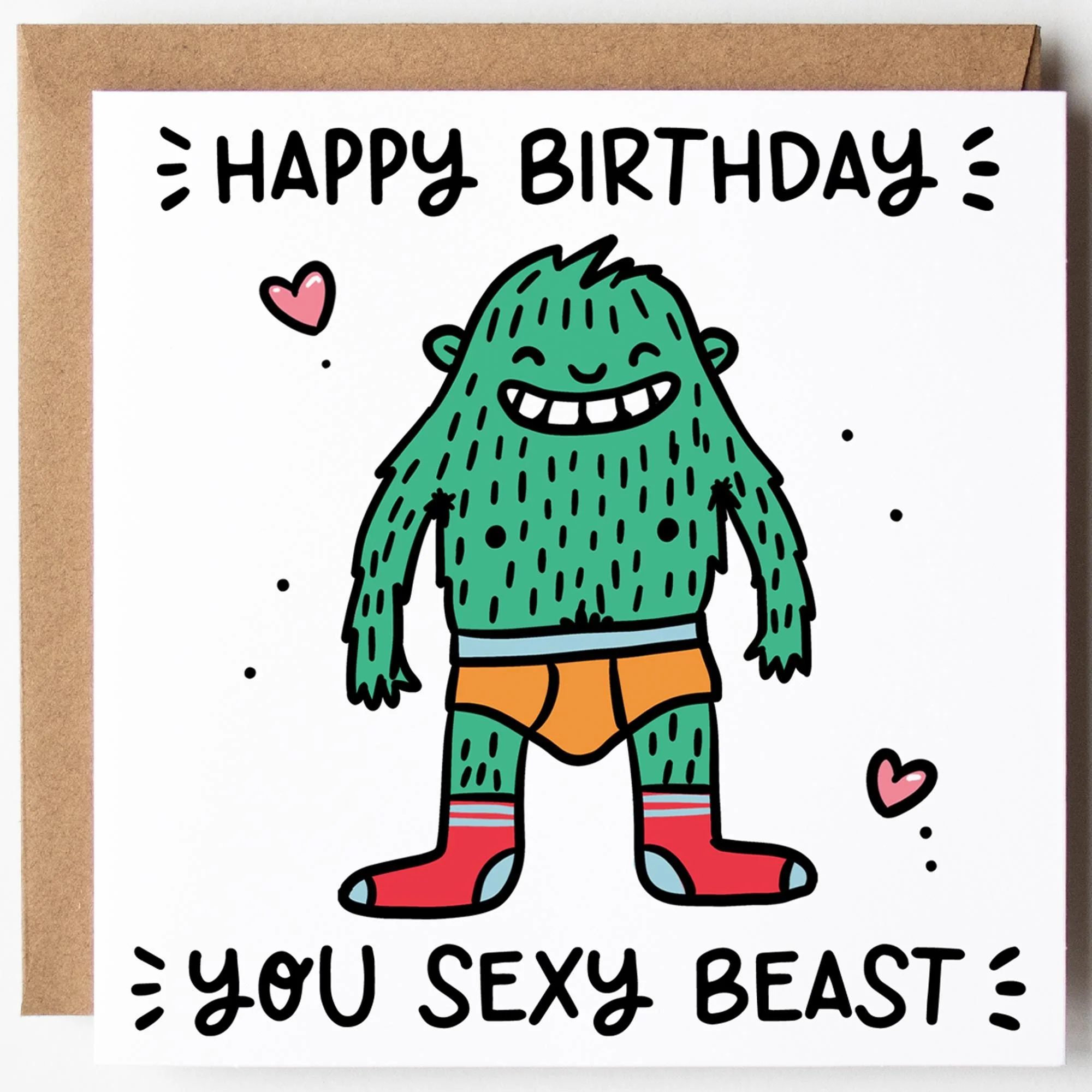 Sexy Beast Birthday Card For Him: with Kraft Envelope