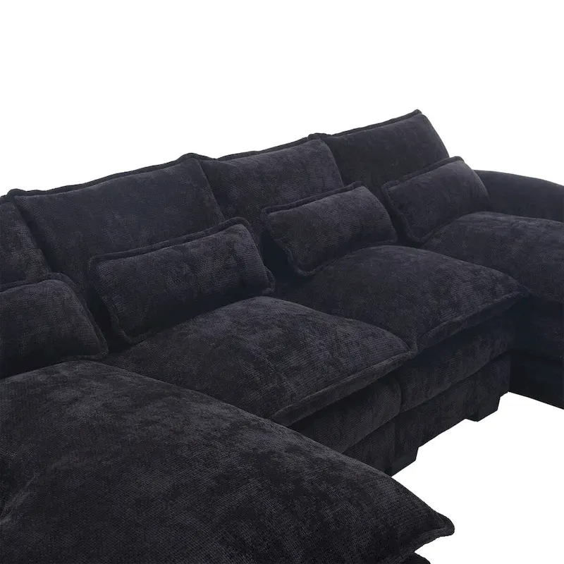 U-Shaped Chenille Sectional Sofa - Reversible Modular Seating