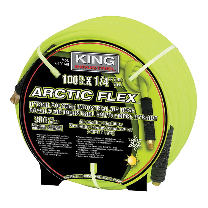 King Canada Arctic Flex K-10014H  ~  Hybride Polymer Industrial Air Hose (1/4 Inch x 100 ft)