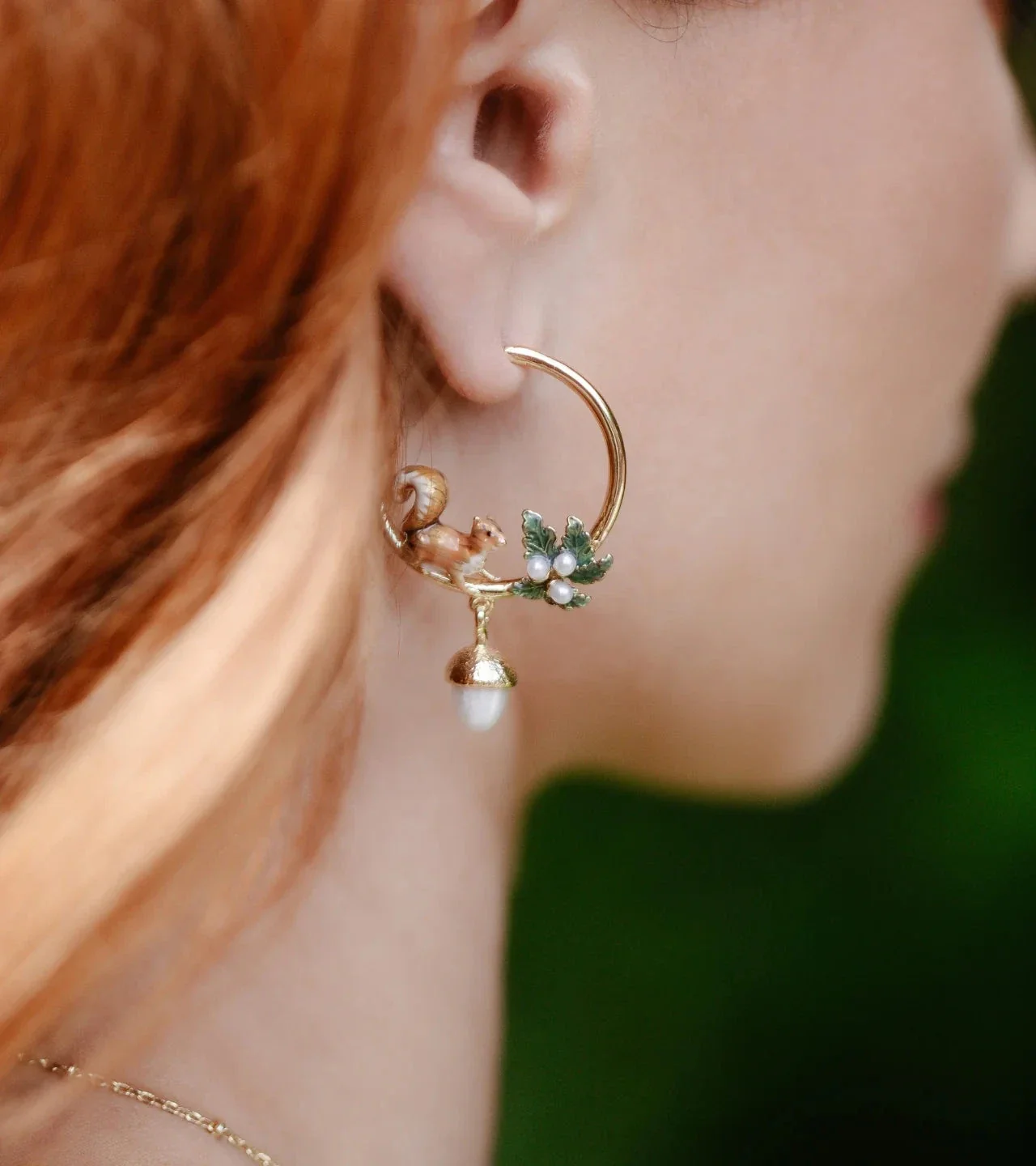 Acorn & Oak Leaf Hoop Earrings