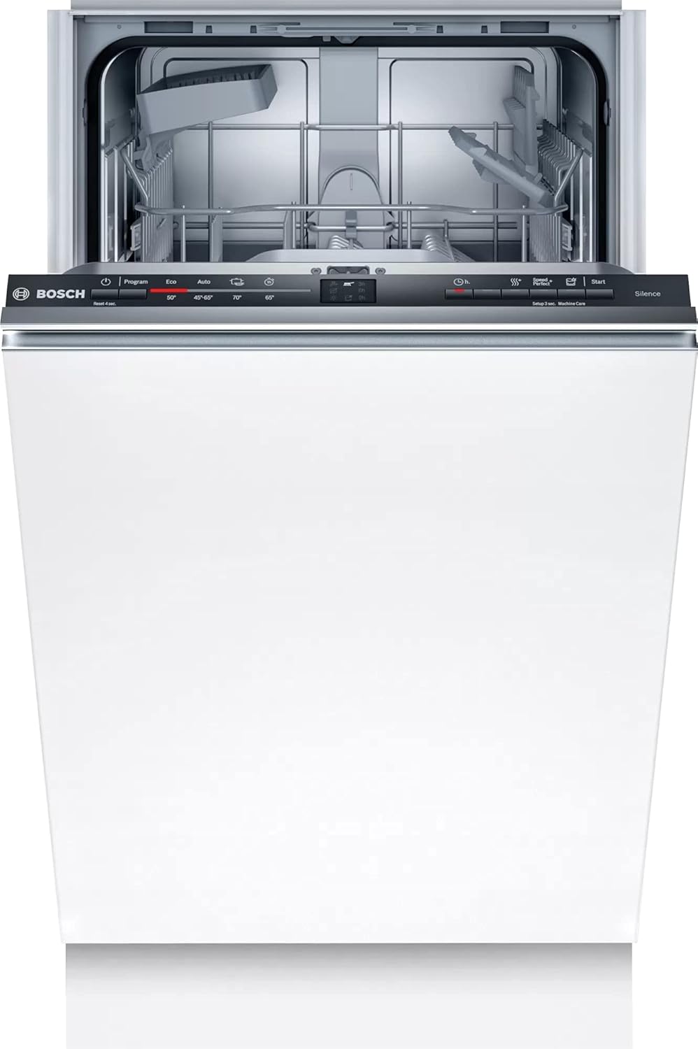 Bosch SRV2HKX41E Serie 2 Geschirrspüler Vollintegriert, 45 cm breit, Besteckkorb, Extra Trocknen auf Knopfdruck, InfoLight rot, AquaStop Schutz gegen Wasserschäden, Mehrfarbig