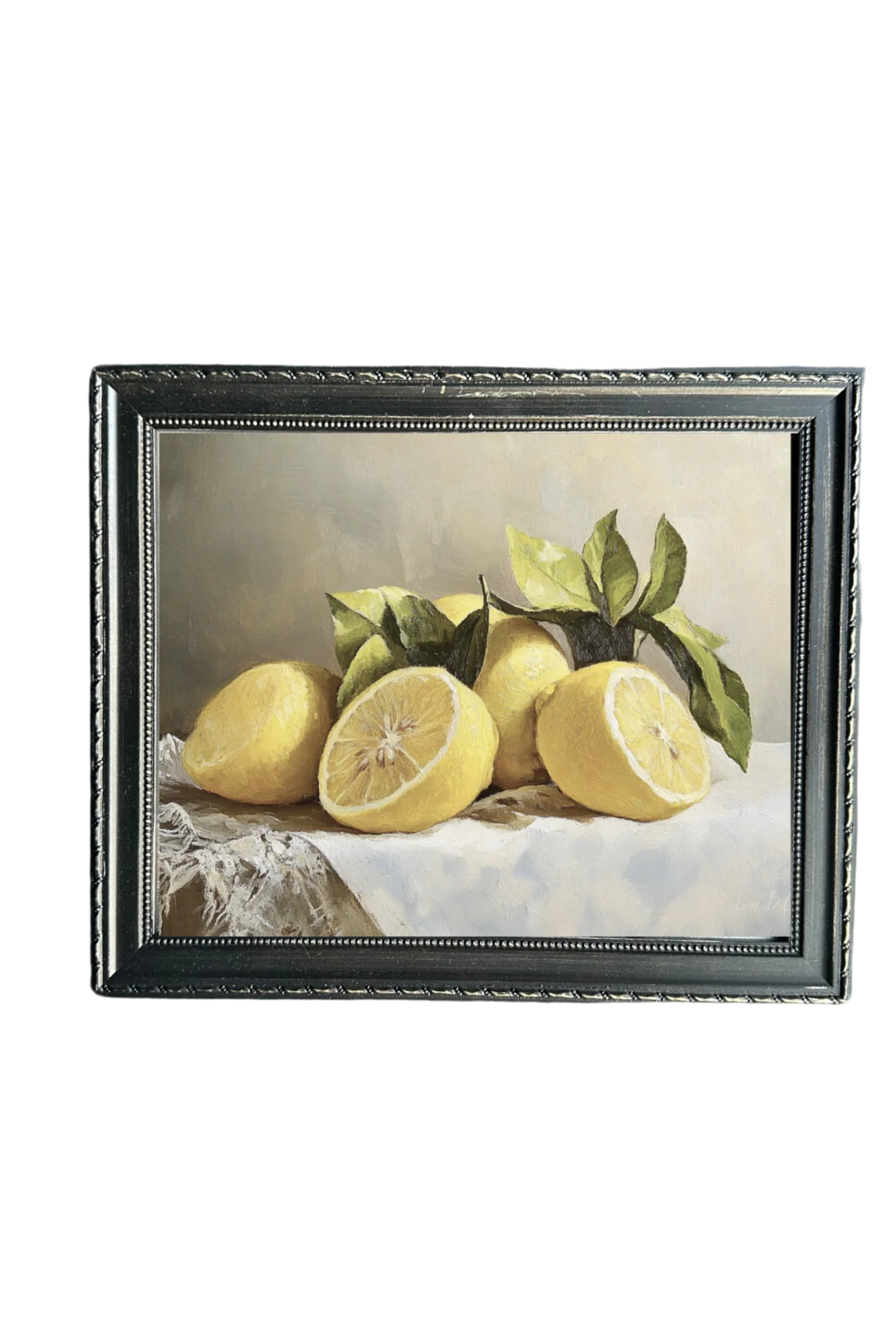 Muted Lemon Citrus | French Country Black Framed Art