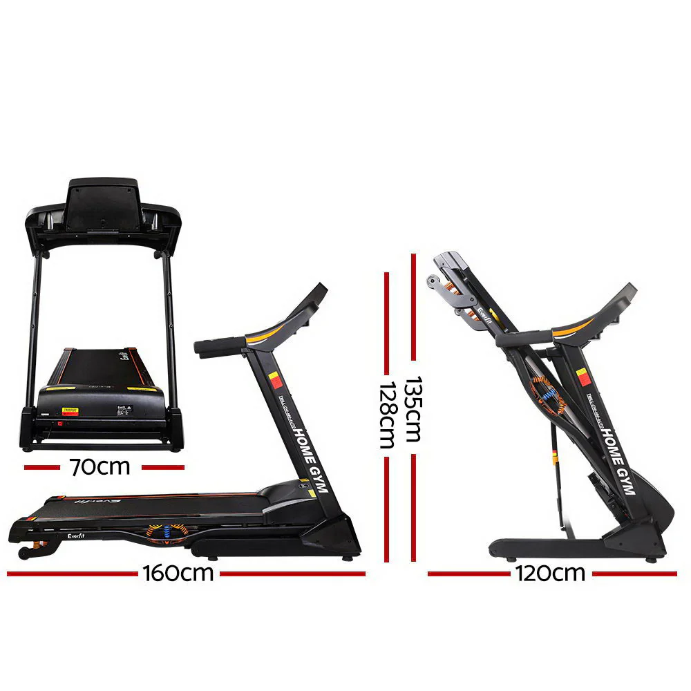 Everfit 480 mm futópad, elektromos, automata dőlésszögű, otthoni edzőtermi fitnesz, fekete