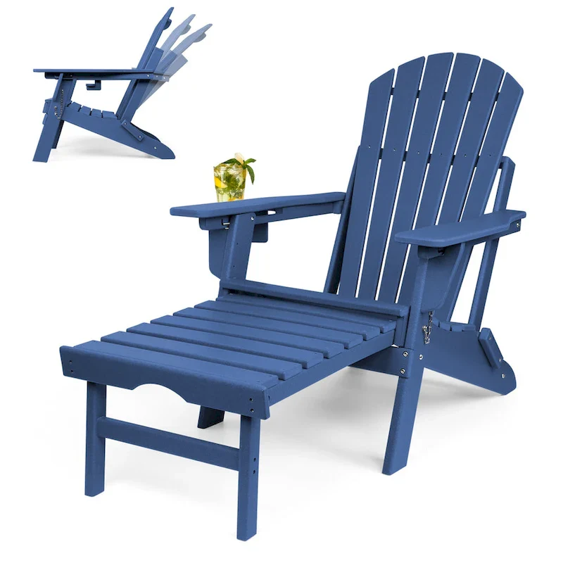 Vrakae Folding and Adjustable Adirondack Chair with Ottoman