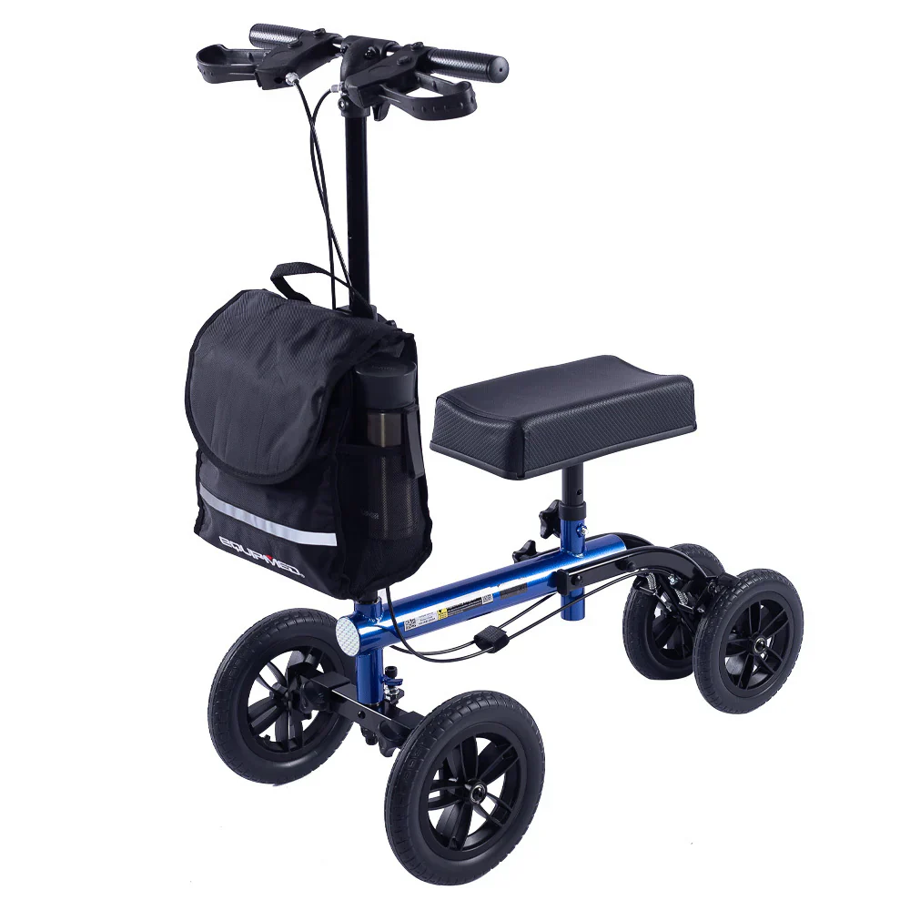EQUIPMED Térd Roller Járóka, 10 hüvelykes Kerekek Kettős Fék Táska - Törött Láb Boka Láb Mozgás - Mankó Alternatíva - Kék