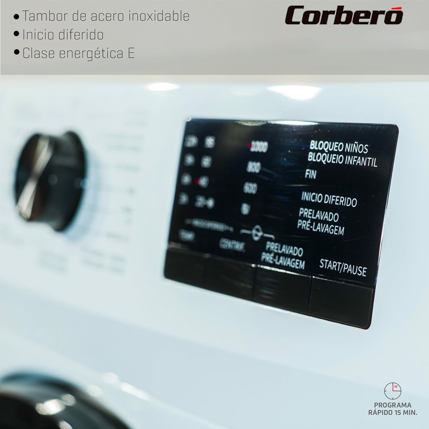 Corberó - Lavadora Carga Frontal | CLH610MC | 6 Kg | 1000 Rpm | 15 Programas | Inicio Diferido | Lavado Rápido | Blanco