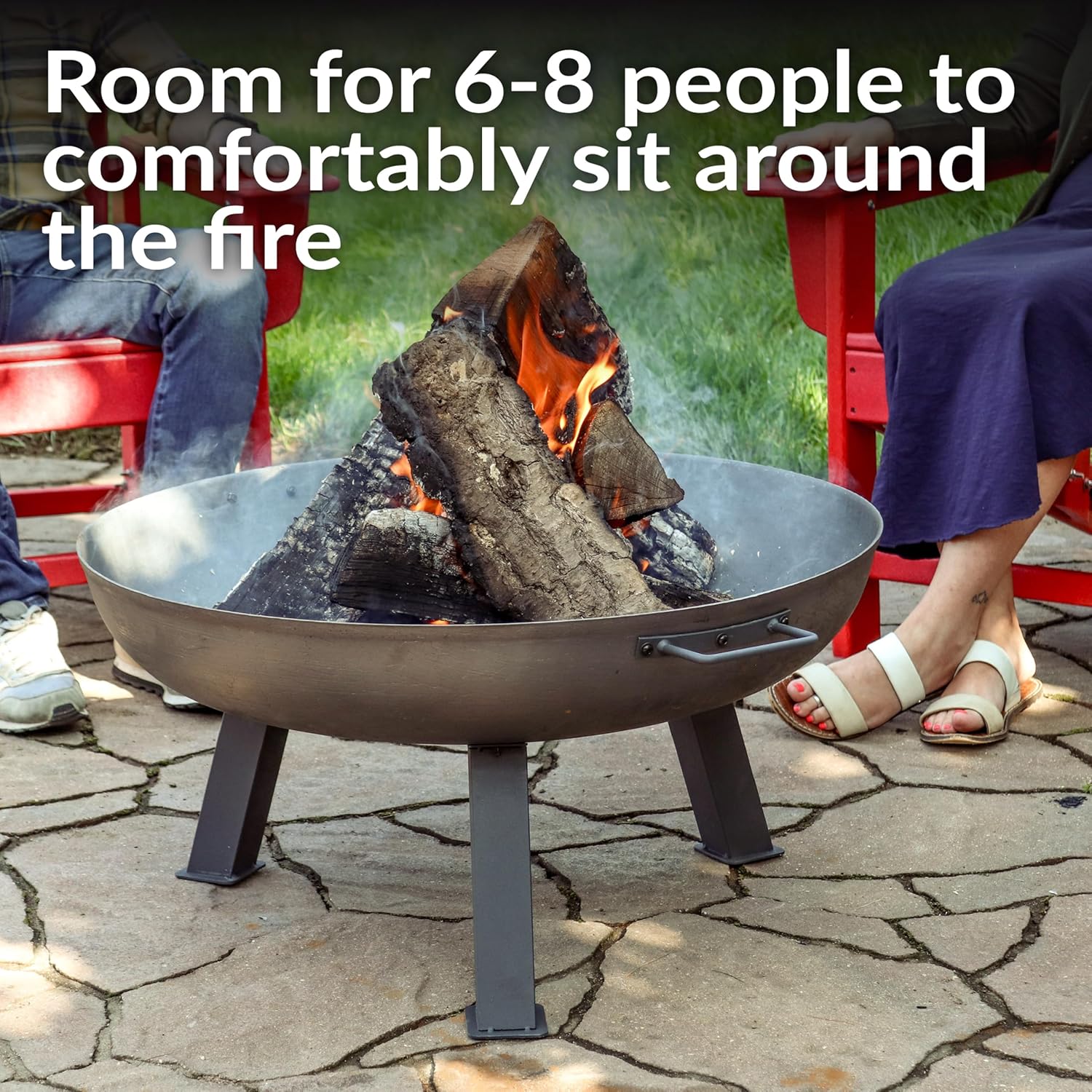 Sunnydaze Cast Iron Heavy Duty Fire Pit for Outside - Wood Burning Outdoor Fire Pit Bowl with Handles for Patio, Backyard, Camping - 30