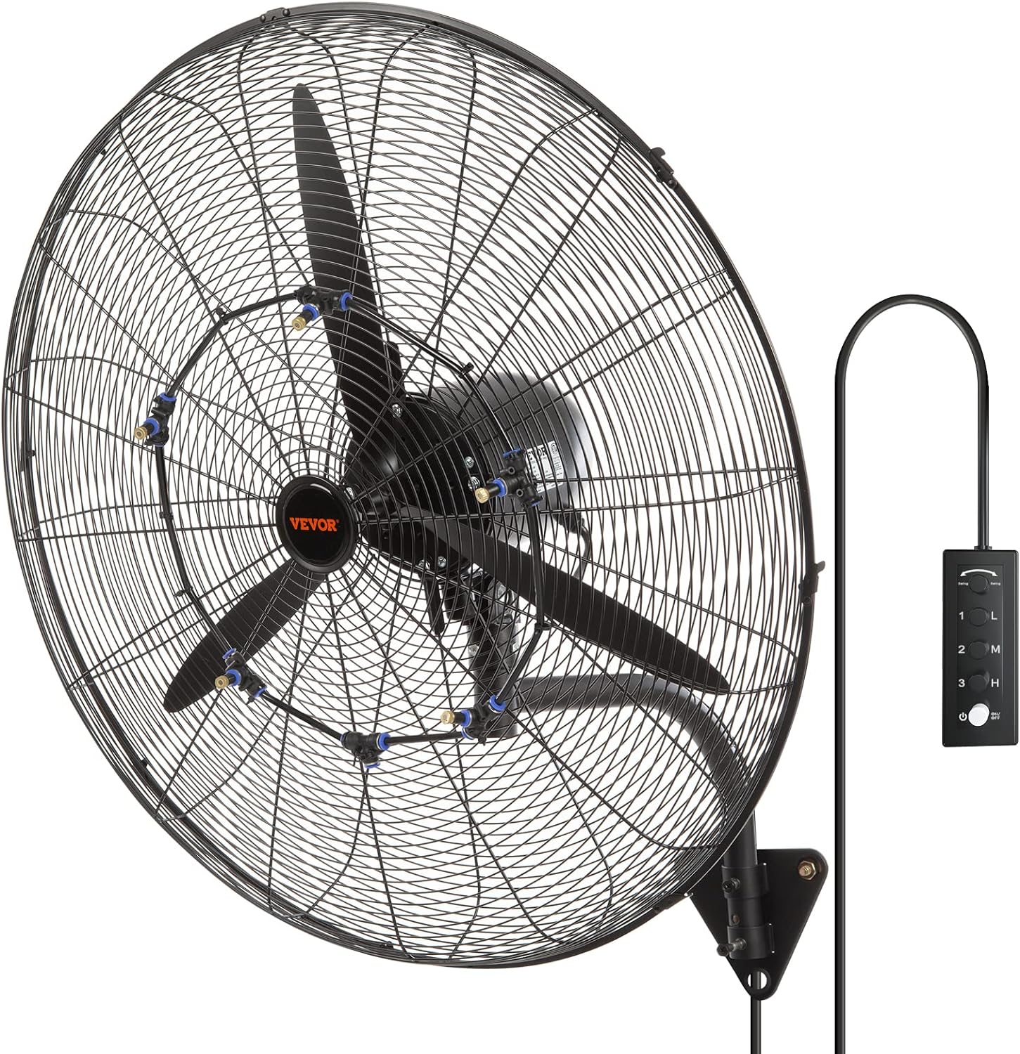 VEVOR Nebelventilator, 74,9 cm, wasserdichter Industrieventilator, 3 Geschwindigkeiten, 9500 CFM, gewerblicher oder privater Ventilator zur Kühlung von Lagerhäusern, Gewächshäusern, Werkstätten