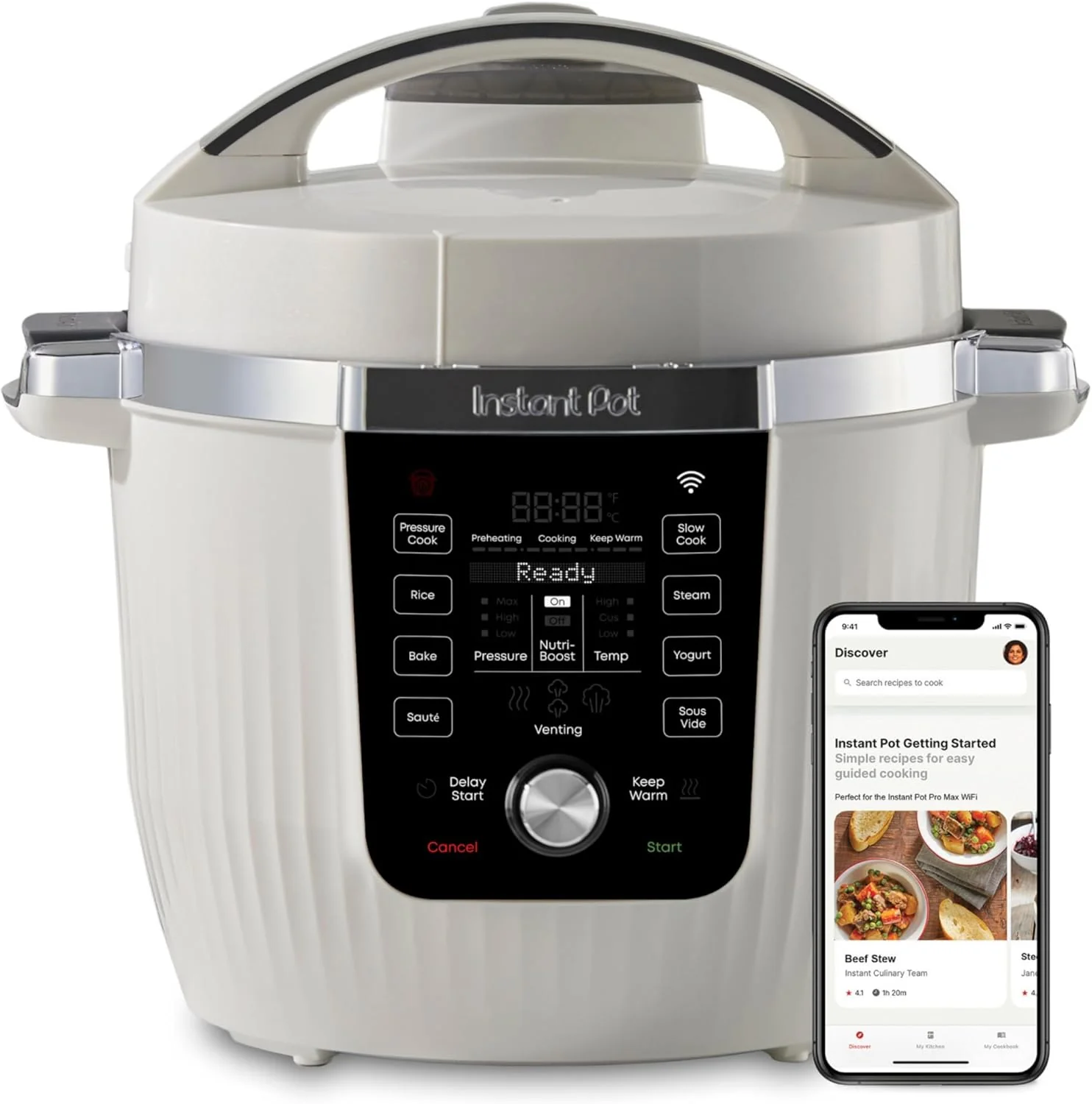 Instant Pot Pro Plus Wi-Fi Smart 10-in-1, Pressure Cooker, Slow Cooker, Rice Cooker, Steamer, Wok