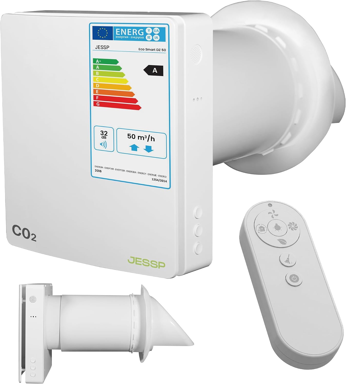 Eco Smart DZWR – Lüfter mit CO₂-Steuerung - Dezentrale Wohnraumlüftung mit Wärmerückgewinnung – F7 Filter & 97% Wärmerückgewinnung – Lüftungssystem 160 mm – 60 m³/h – WLAN & App
