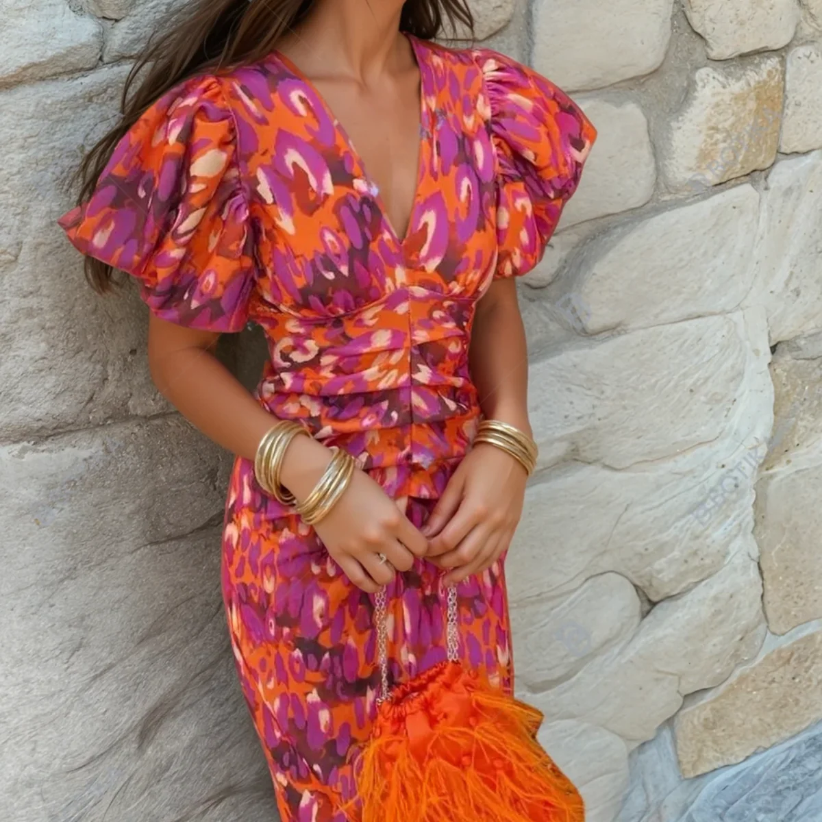 Womena??s Vibrant Fiesta Dress Elegant Flattering Summer Style