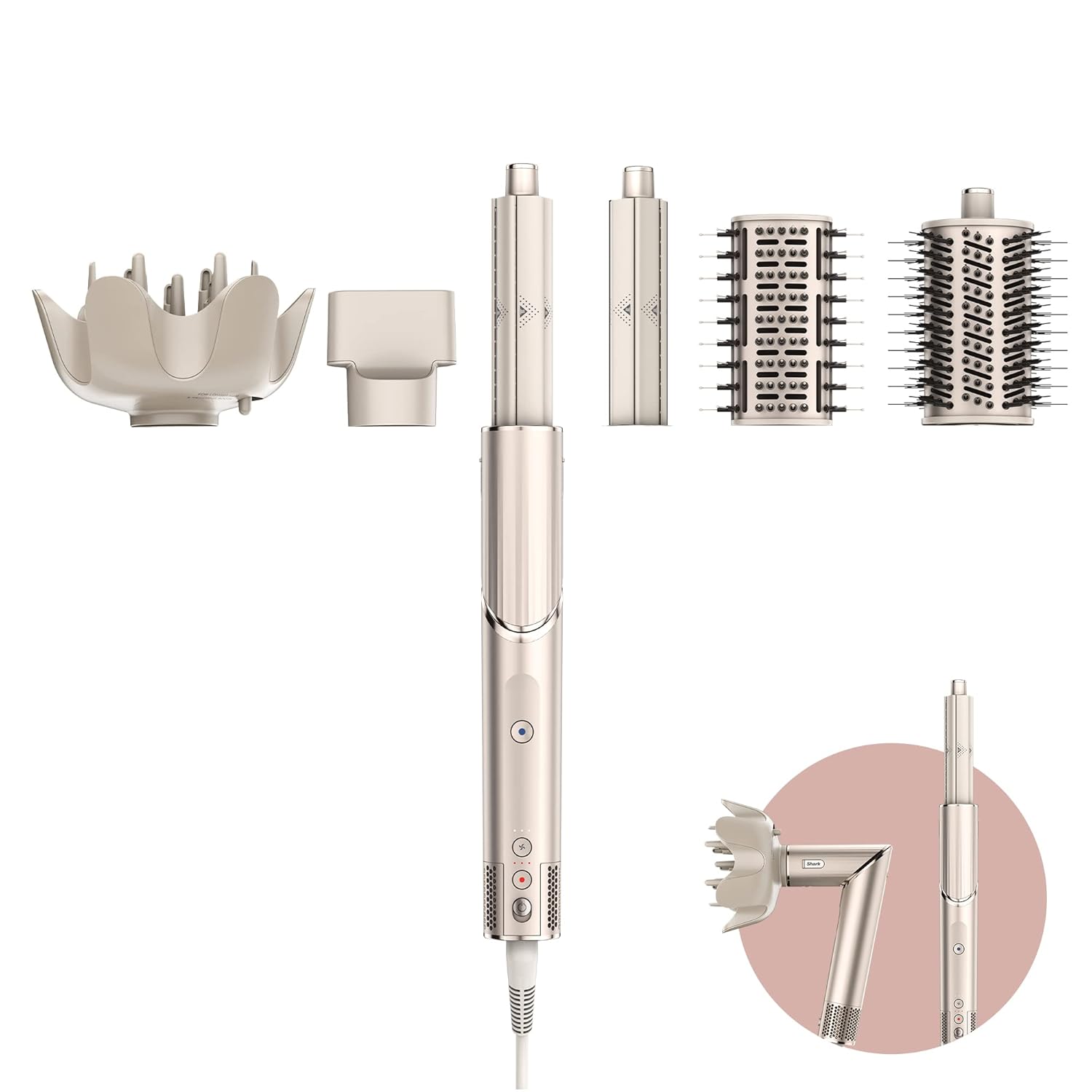 Shark FlexStyle 5-in-1 Luftstyler & Haartrockner, Auto-Wrap-Lockenaufsatz, Paddle-Bürste, Ovalbürste, Konzentrator, Diffusor, Aufbewahrungskoffer, Keine Hitzeschäden, Schwarz/Roségold, HD440EU