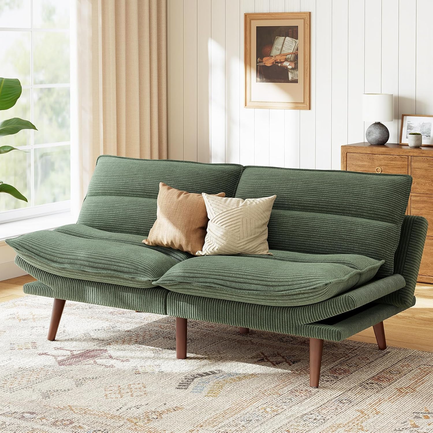 Futon Sofa Bed Futon Sofa with Adjustable Back and Armrests Converts to Small Sleeper Sofa Bed