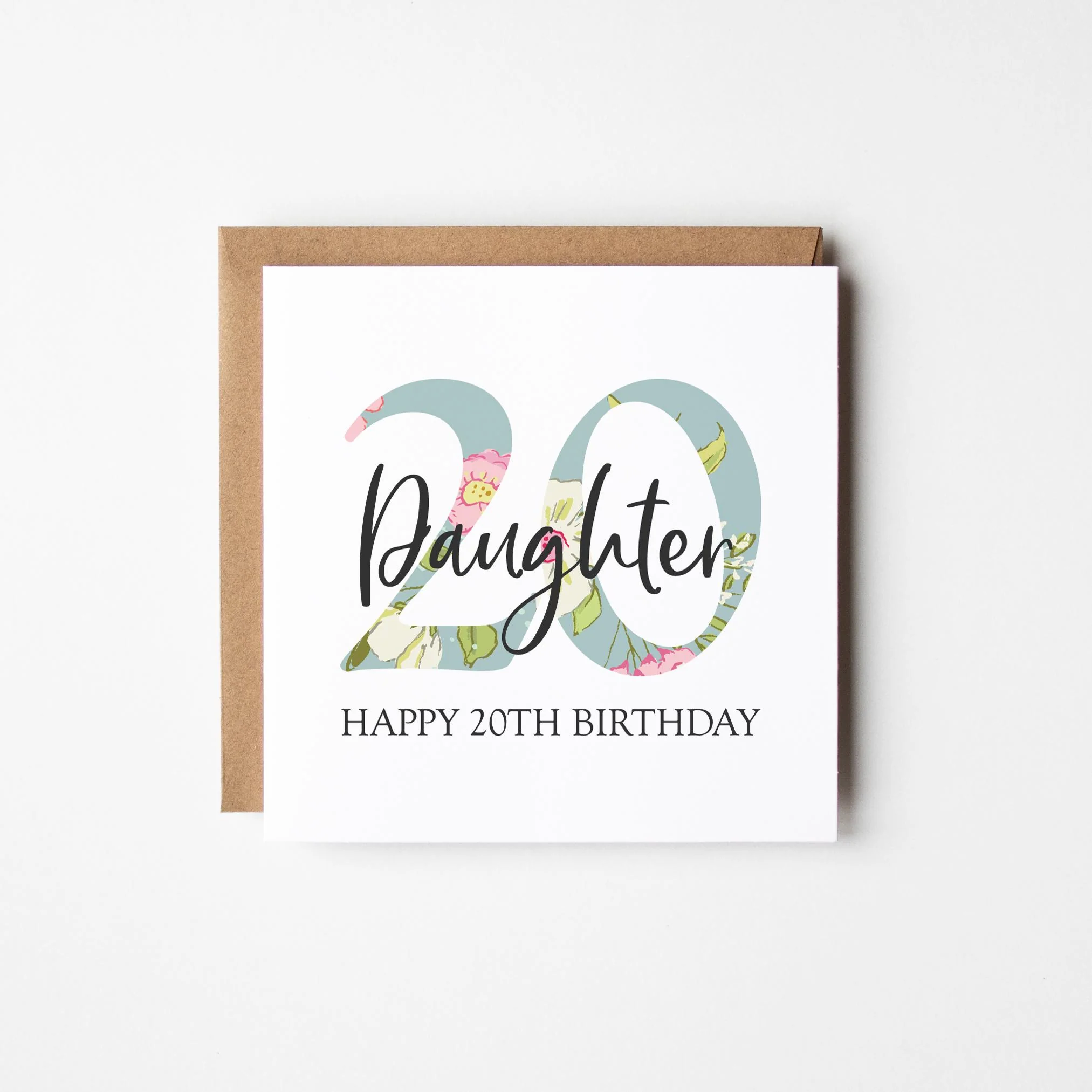 20th Birthday Card a?�� Personalised 20th Birthday Card for Her a?�� Daughter a?�� Friend a?�� Auntie a?�� Cousin a?�� Sister a?�� Floral 20th Card