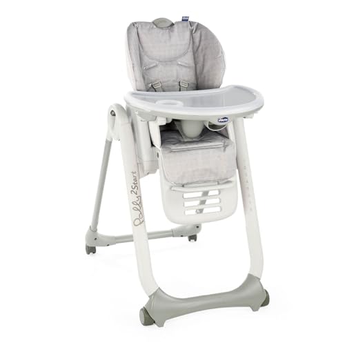 Chicco Polly 2 Start, Seggiolone Per Neonati Dalla Nascita A 3 Anni (15 Kg), Regolabile, 4 Ruote, Schienale Completamente Inclinabile In Sedia E Chiusura Compatta, color Happy Argento : Prima infanzia