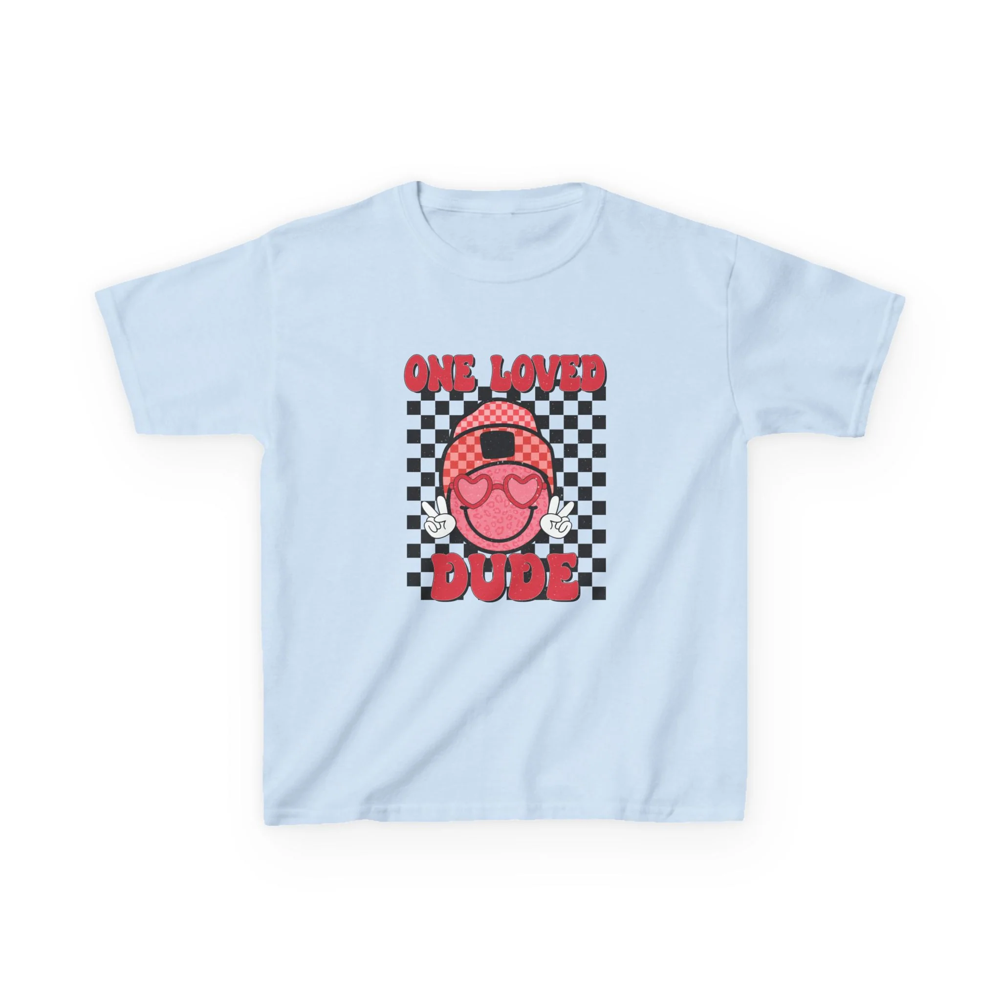 One Loved Dude Kids Tee | Retro Smiley Checkerboard