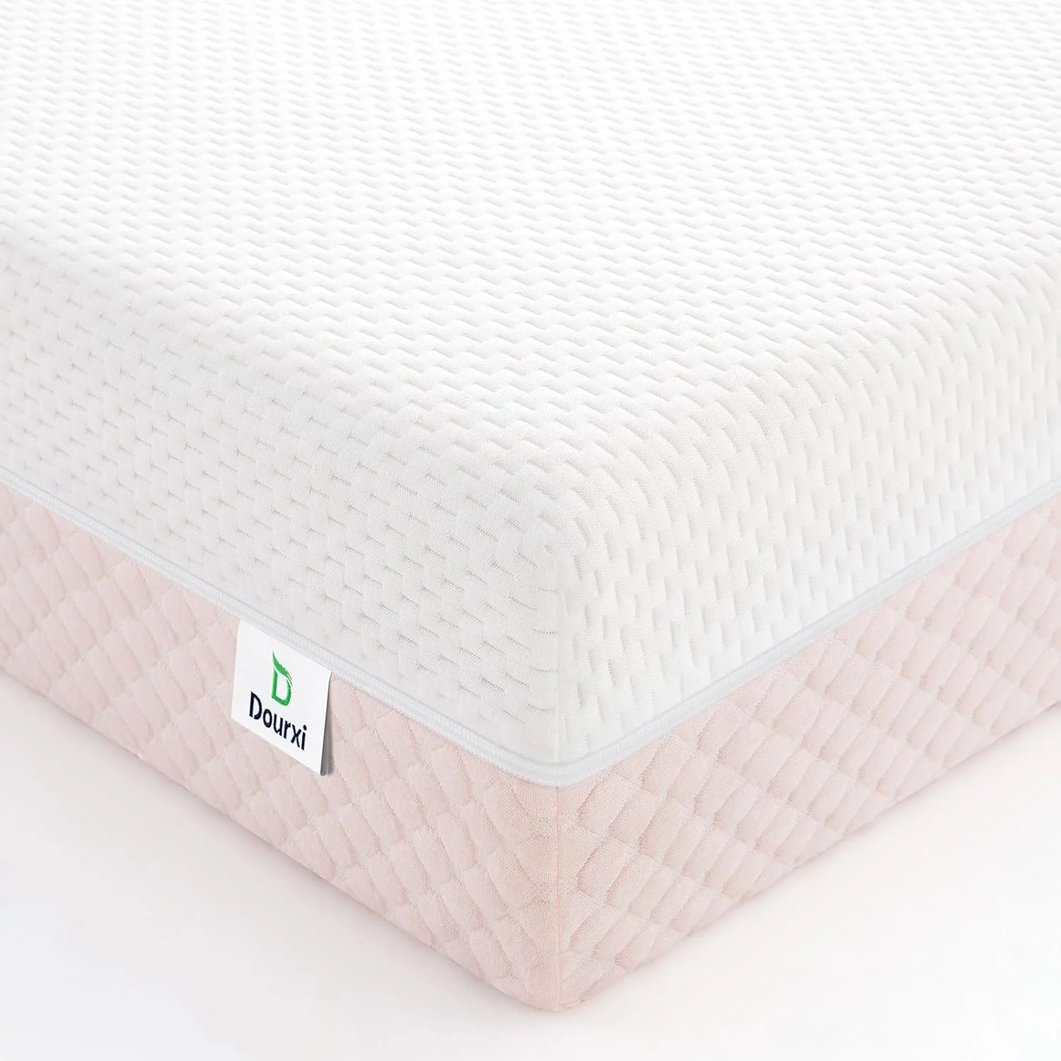 Crib Mattress, Dual Sided Comfort Memory Foam Toddler Bed Mattress, Triple-Layer Breathable Premium Baby Mattress for Infant and Toddler w/Removable Outer Cover - White&Grey