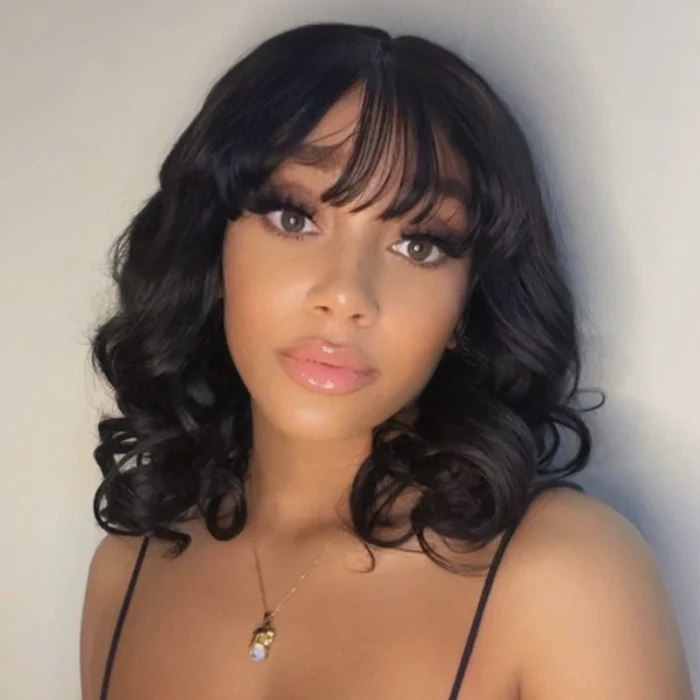BOGO SALE||Body Wave/Straight Short Bob Wig With Bangs Wear & Go Glueless 4X4 HD Lace Human Hair Wigs