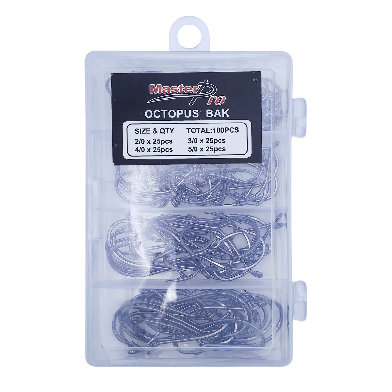 MASTERPRO 100pcs Octopus Beak Hooks �C Sizes 2/0, 3/0, 4/0, 5/0 Fishing Tackle