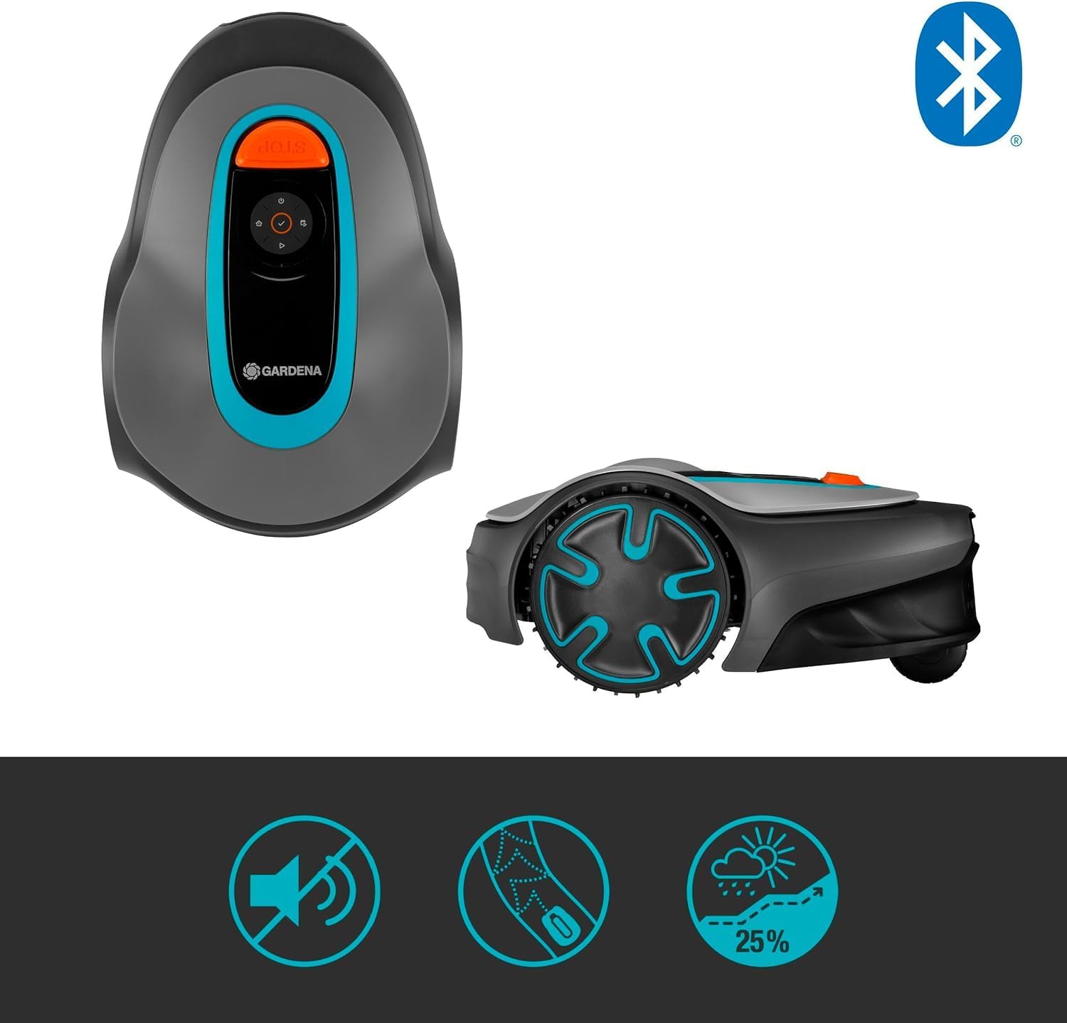 Gardena Robotmaaier SILENO minimo 500 m: intelligente grasmaaier met optimale connectiviteit, programmeerbaar met Gardena Bluetooth-app, DE-versie (15202-20)