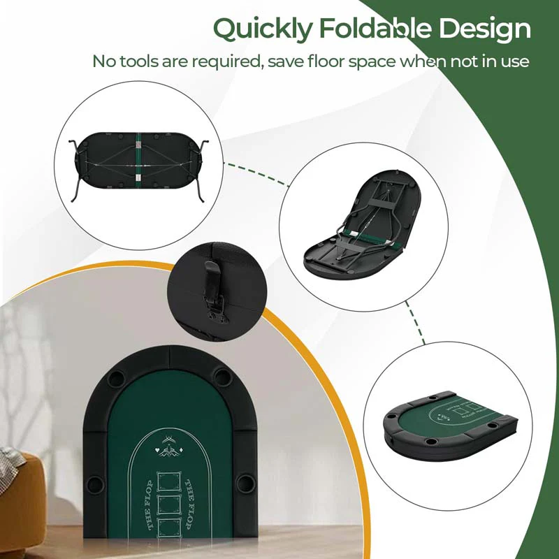 8-Player Foldable Poker Table, 72