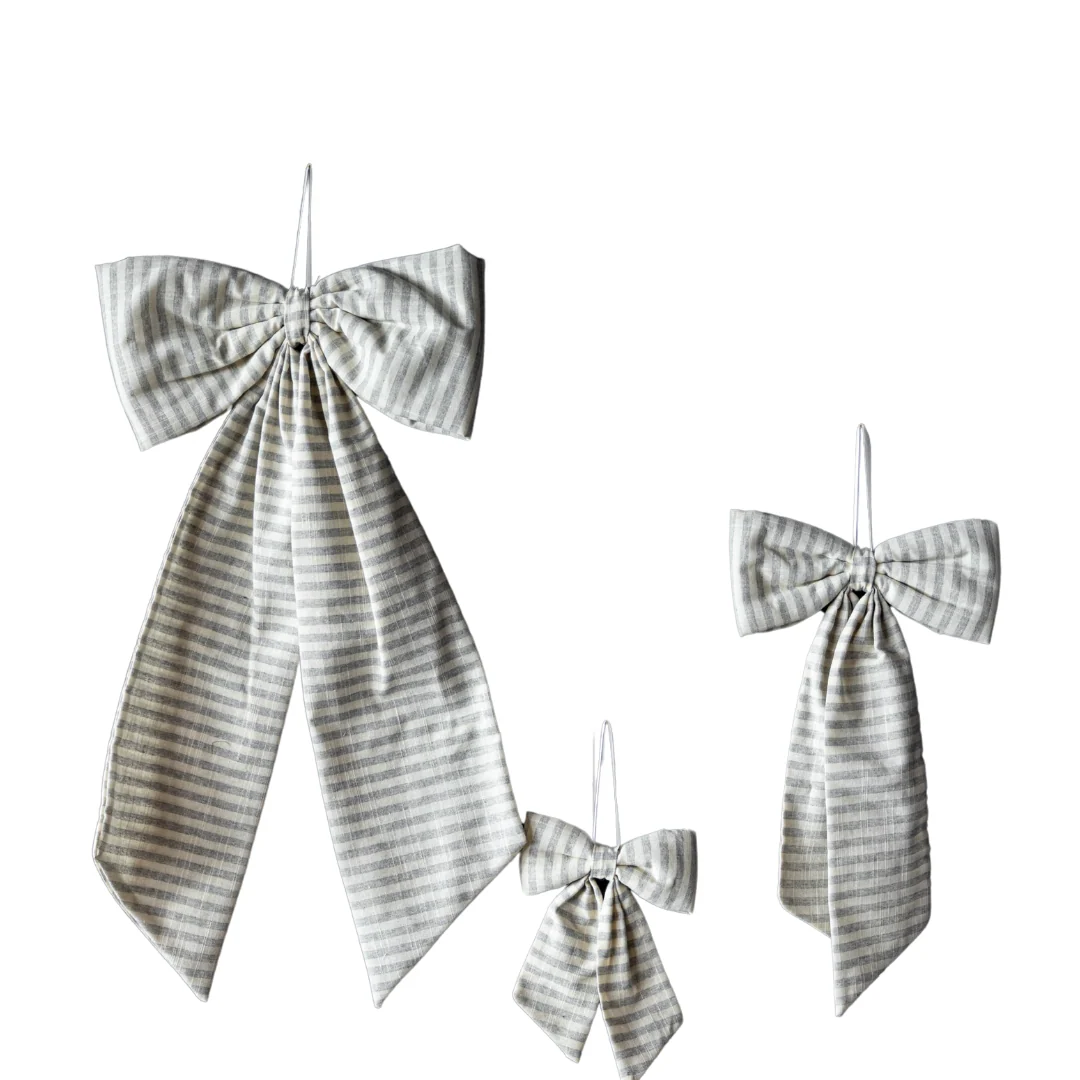 Striped Grey Blue Fabric Bows