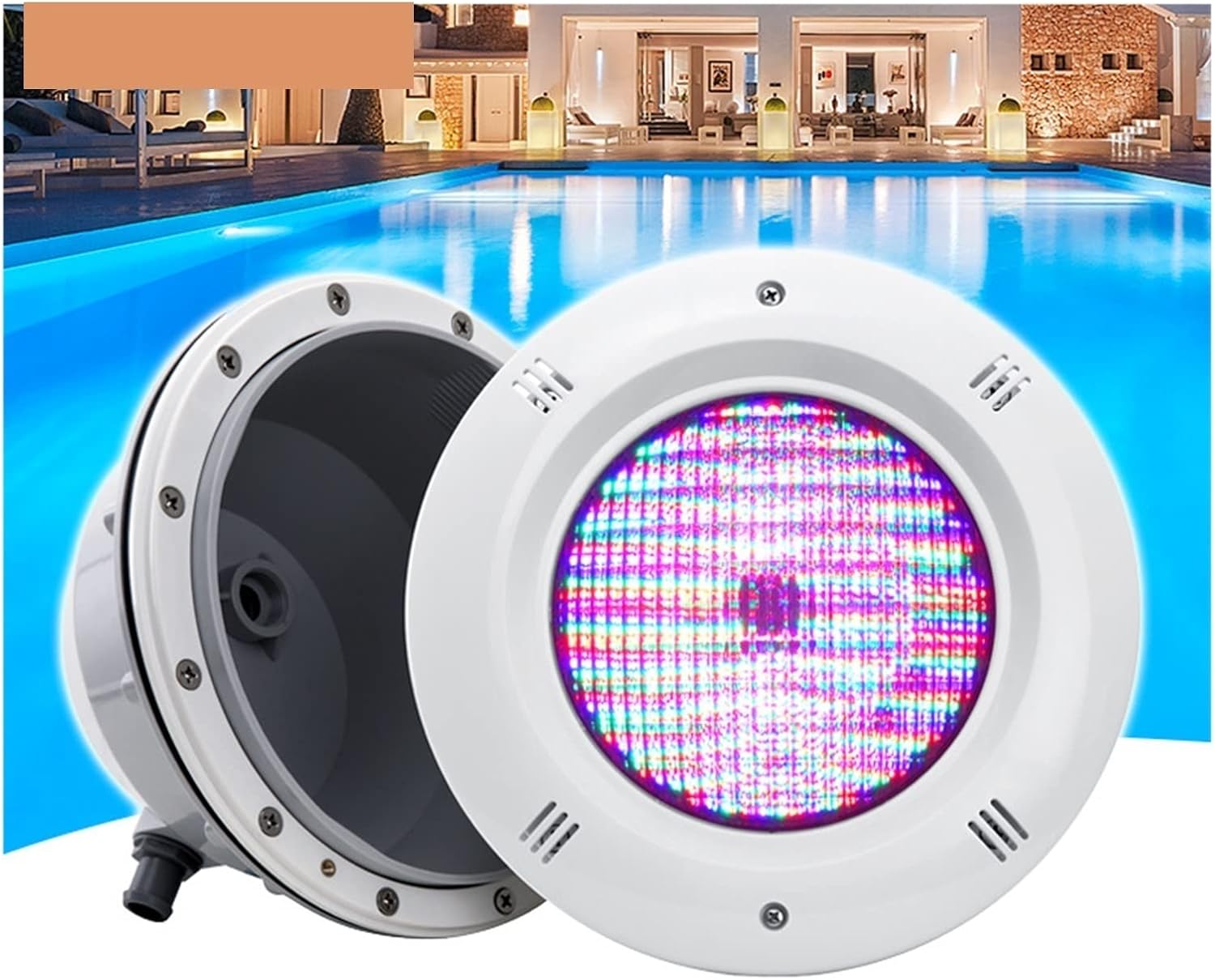 Unterwasser-Teichbeleuchtung, 18 W, 25 W, 35 W, 45 W, Schwimmbad-LED-Unterwasserlicht, 12 V, Film, verdeckt, PAR56-Licht, RGB, buntes Muschel-Unterwasserlicht, Schwimmbad-Bodenleuchte (Farbe: Gelb,