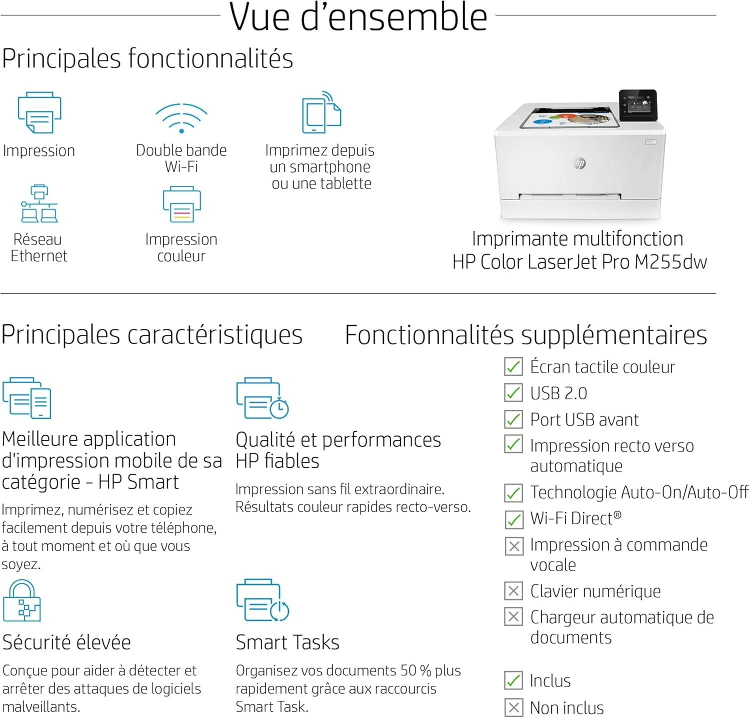 Stampante laser multifunzione a colori HP Color LaserJet Pro MFP 3302fdwg, Fax, Stampa automatica fronte/retro, Touchscreen, Wi-Fi, Ethernet, USB, HP Wolf Pro Security