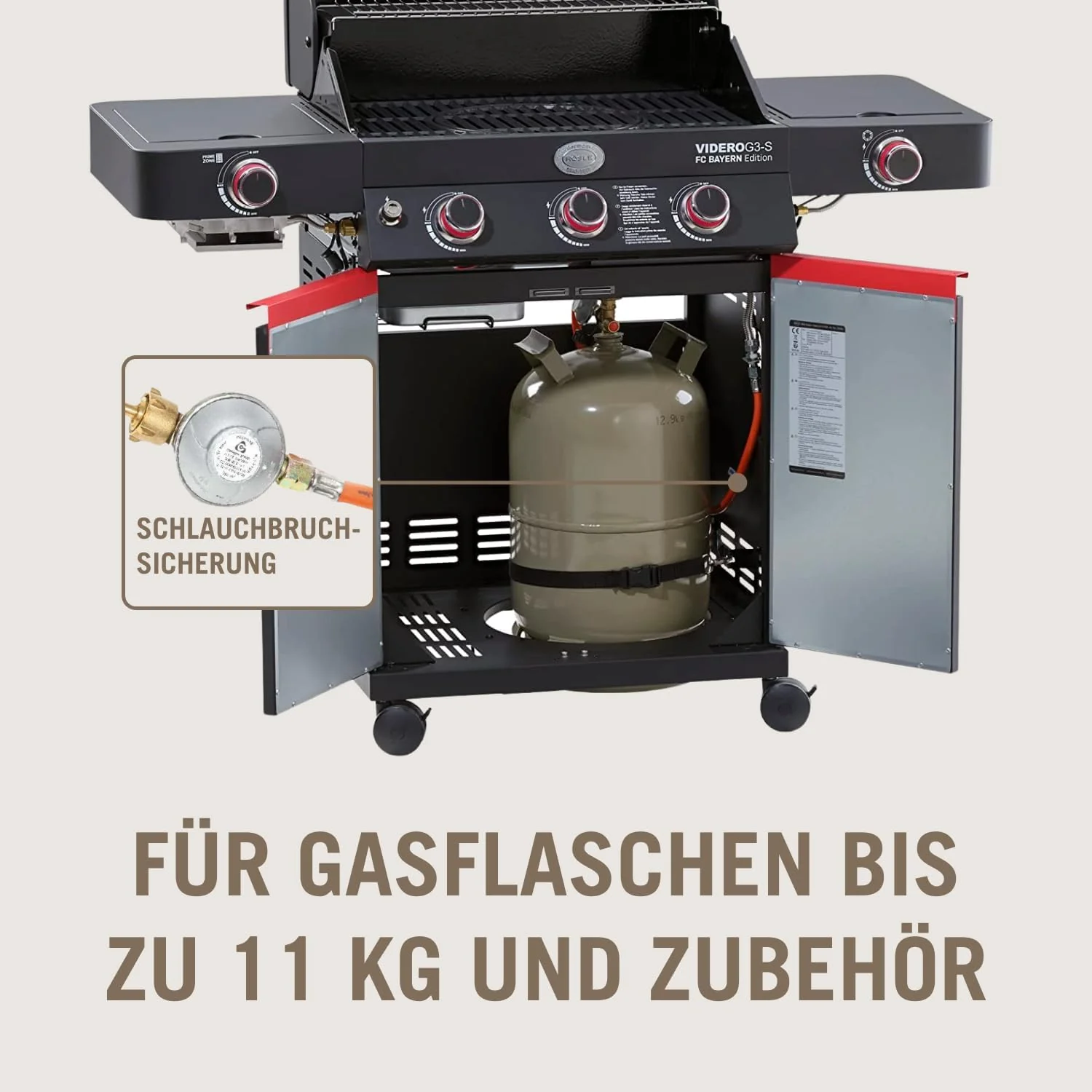 RÖSLE Elektrogrill BBQ-Portable Videro E2-P, tragbarer Tischgrill mit 2 Brennern, Warmhalterost und Deckel mit Glaseinsatz, pulverbeschichteter Stahl, schwarz/silbern