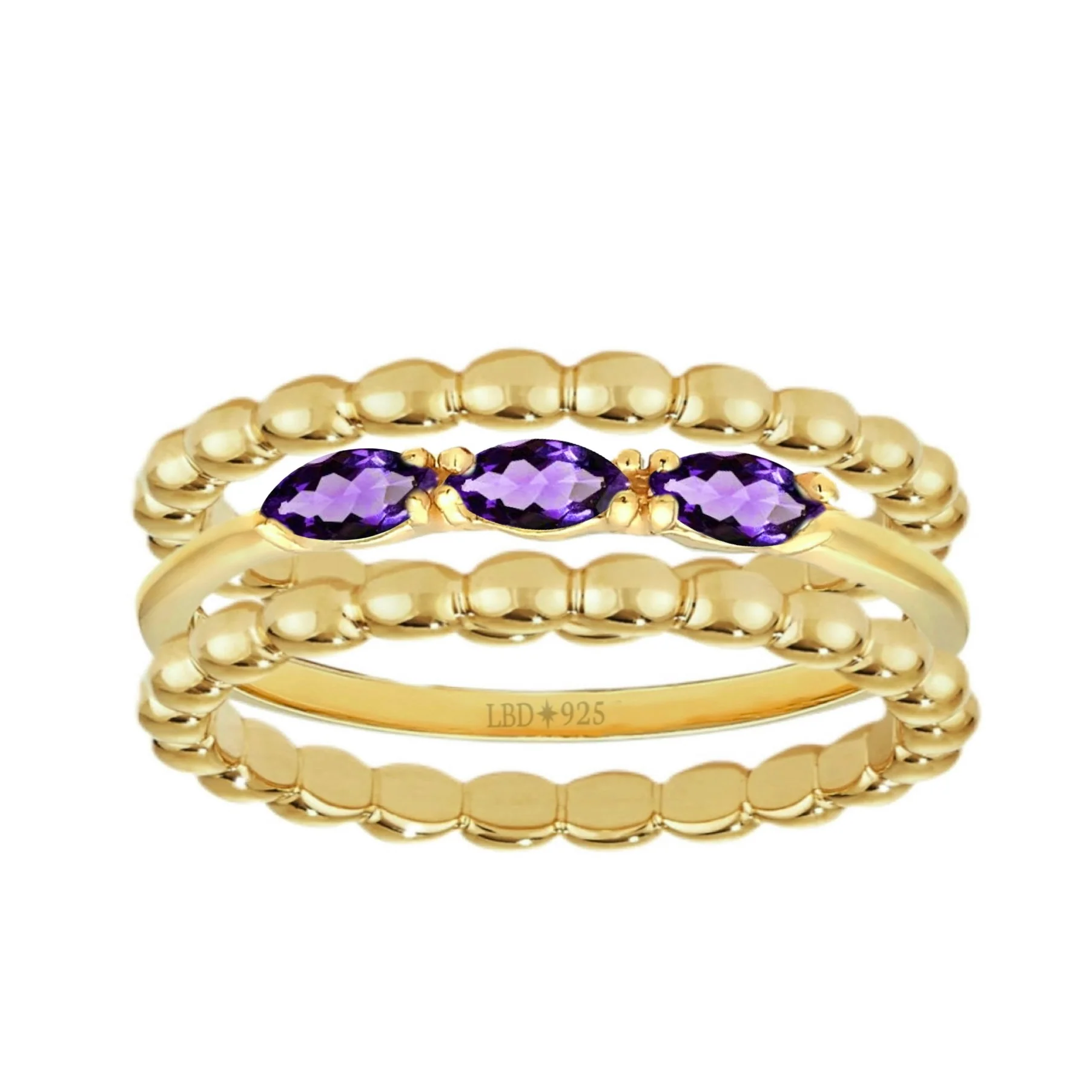 Laihas Three Of Cups Gold Amethyst Ring Set