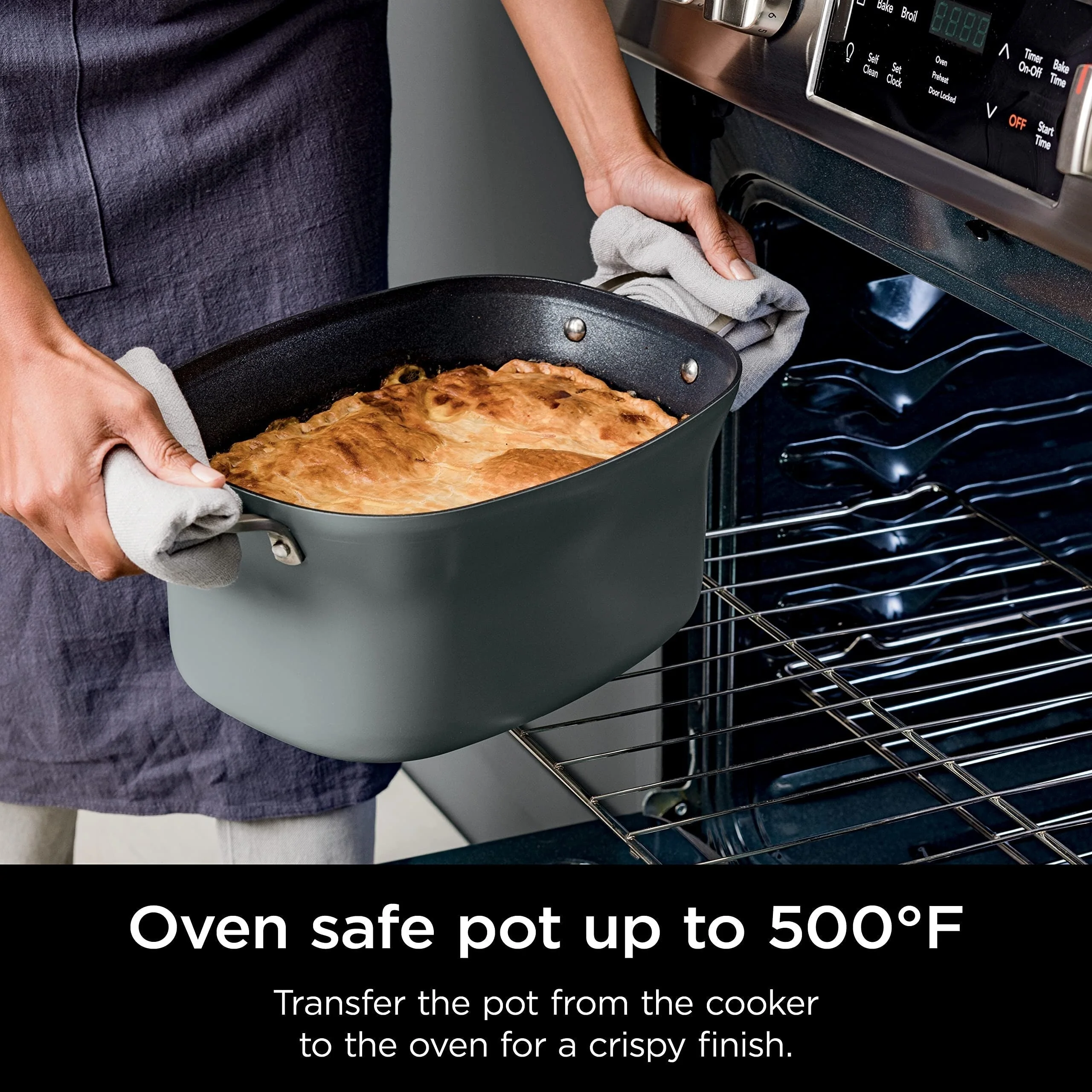 8.5 Quart Multi-Cooker, with 8-in-1 Slow Cooker, Dutch Oven, Steamer, Glass Lid, Integrated Spoon, Oven Safe Pot to 500°F