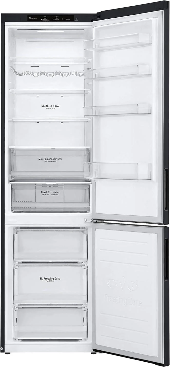 LG GBV22NCCEP Kühl-/Gefrierkombination – Smart Inverter Compressor, Total No Frost, Modern Flat Door Design, Matt Schwarz Metallic, Energieeffizienz A