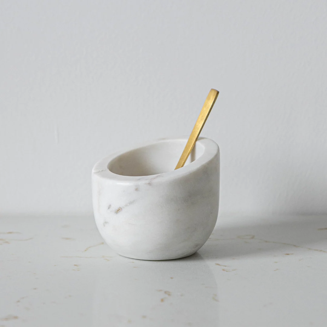 Marble Salt Cellar with Spoon