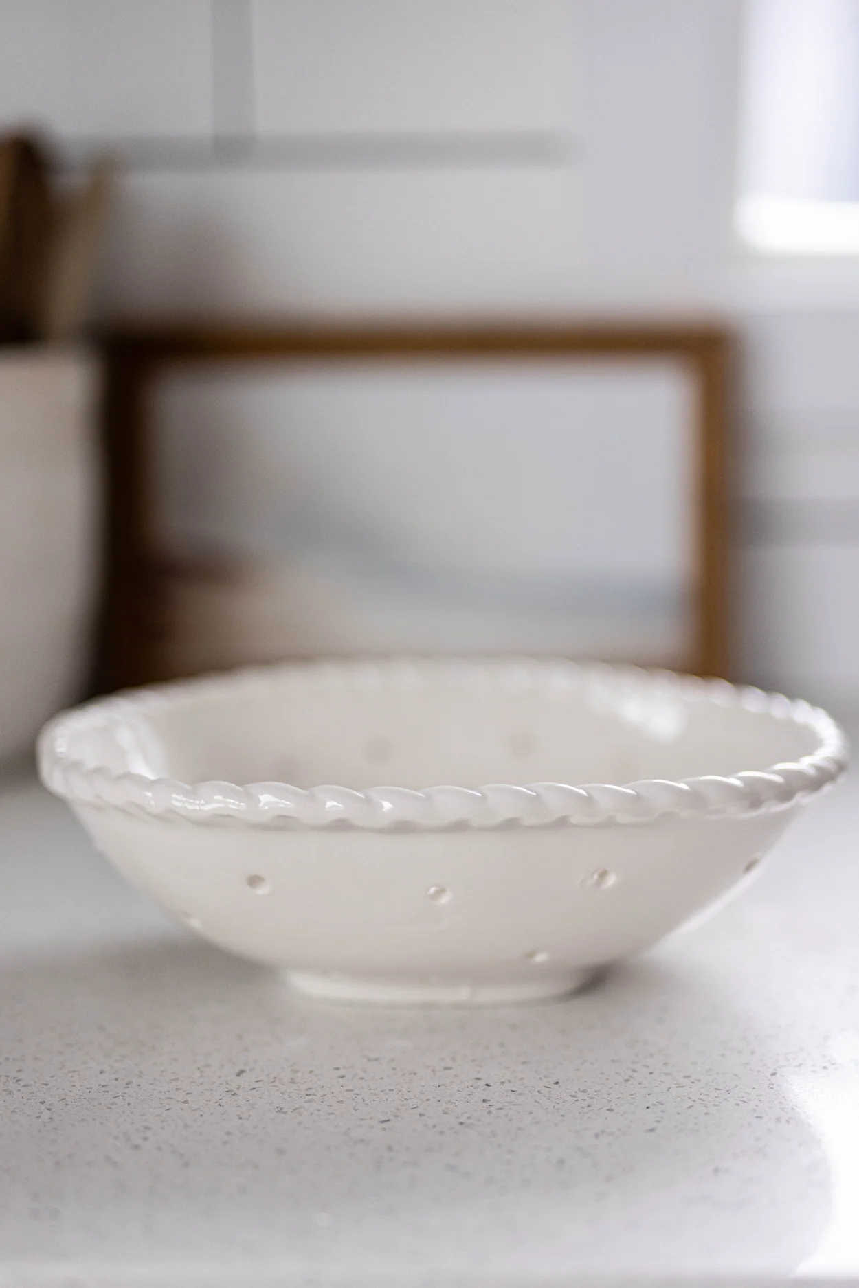 White Stoneware Berry Colander