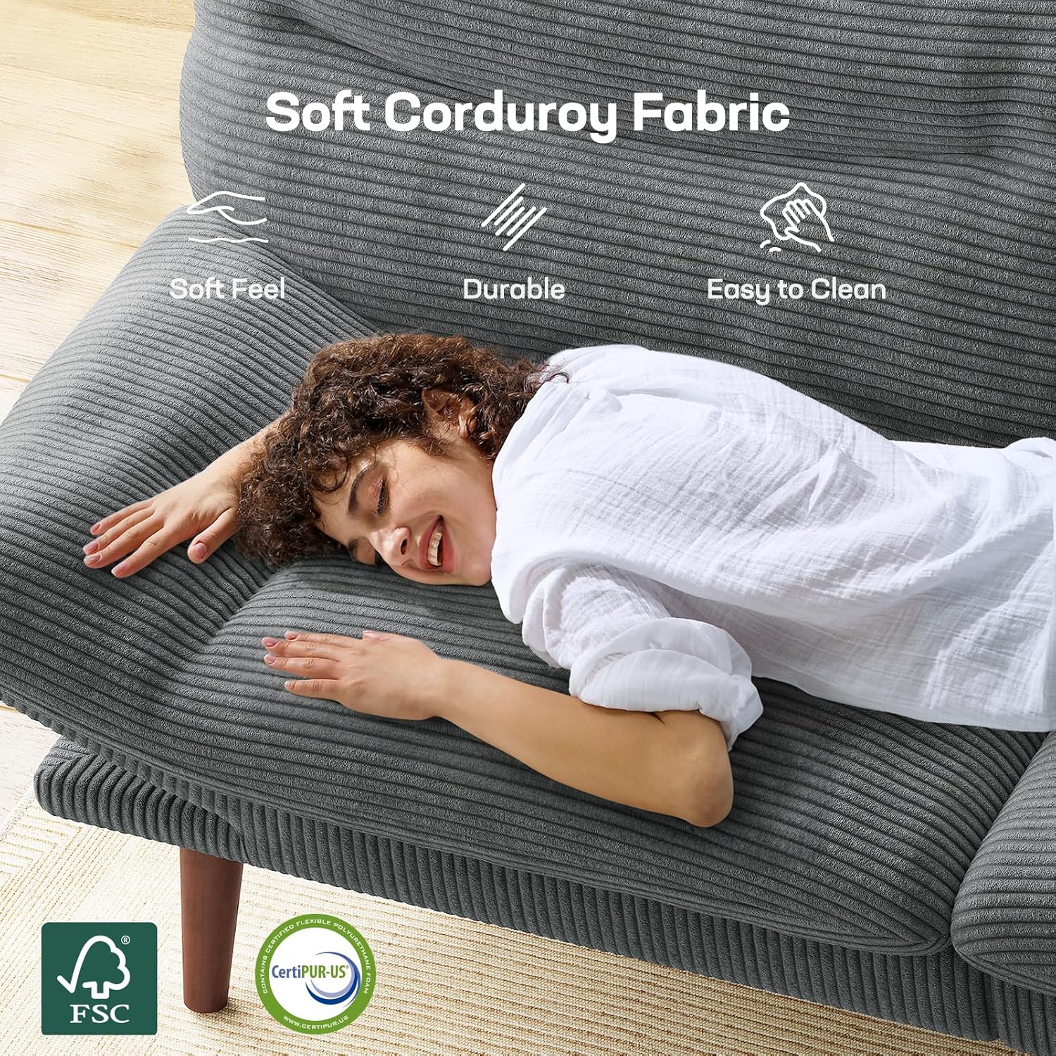 Futon Sofa Bed Futon Sofa with Adjustable Back and Armrests Converts to Small Sleeper Sofa Bed
