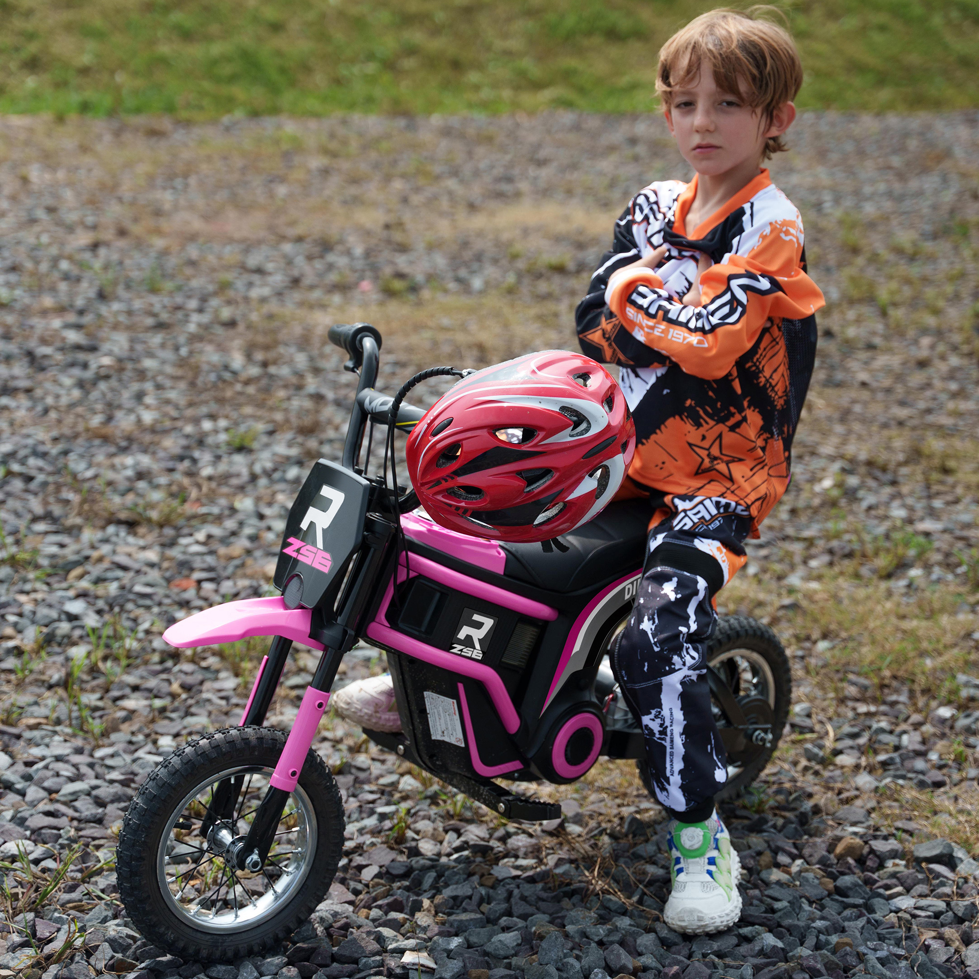 Kinderelektrische Motor, 24V Motorfiets met Claxon en Verlichting, Draaigashefboom, 8-16 km/u, 8-12 Jaar, Roze