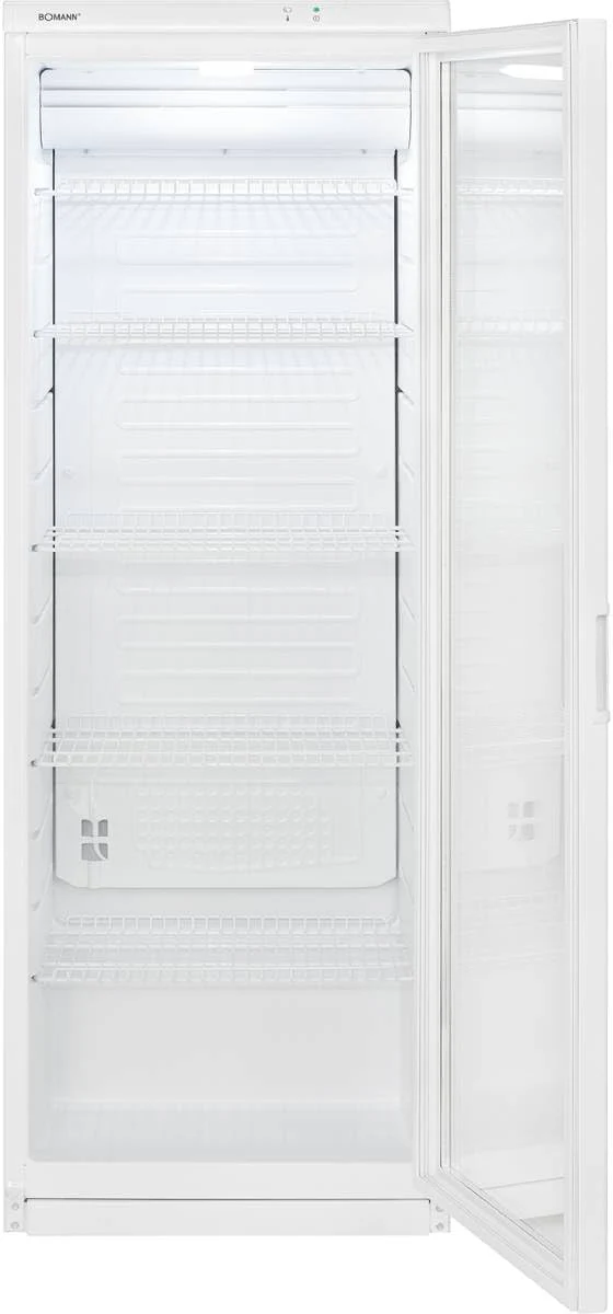 Bomann Frigorifero con porta a vetro | Frigorifero per bevande con serratura | 6 ripiani regolabili in altezza | 30 kg per ripiano | 347 litri | Frigorifero grande | Frigorifero per bottiglie con luce LED | KSG 7351 nero