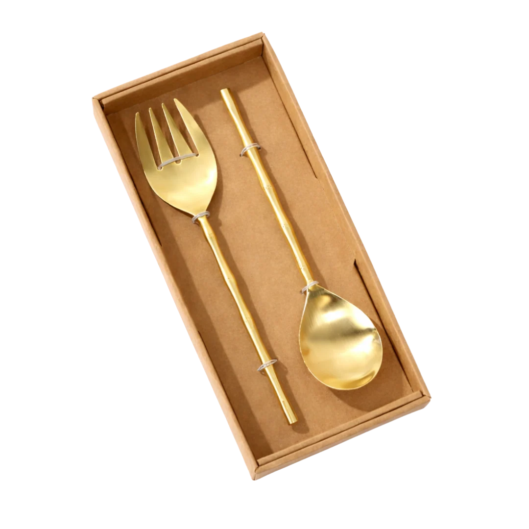 Gold Stainless Steel Slim Salad Server Set