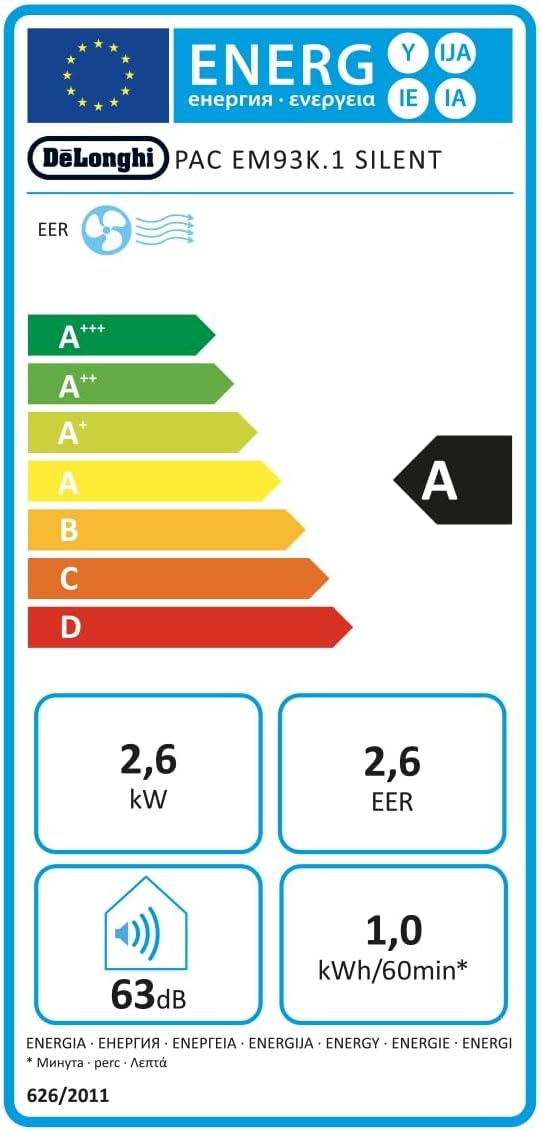 De'Longhi Pinguino PAC EL112 CST WiFi, Mobile Klimaanlage mit MyEcoRealFeel-Technologie für Räume bis zu 110 m³,11.000 BTU/h, 2,9 kW, 63 dB, Entfeuchtungsfunktion, A+, App- und Sprachsteuerung, Weiß