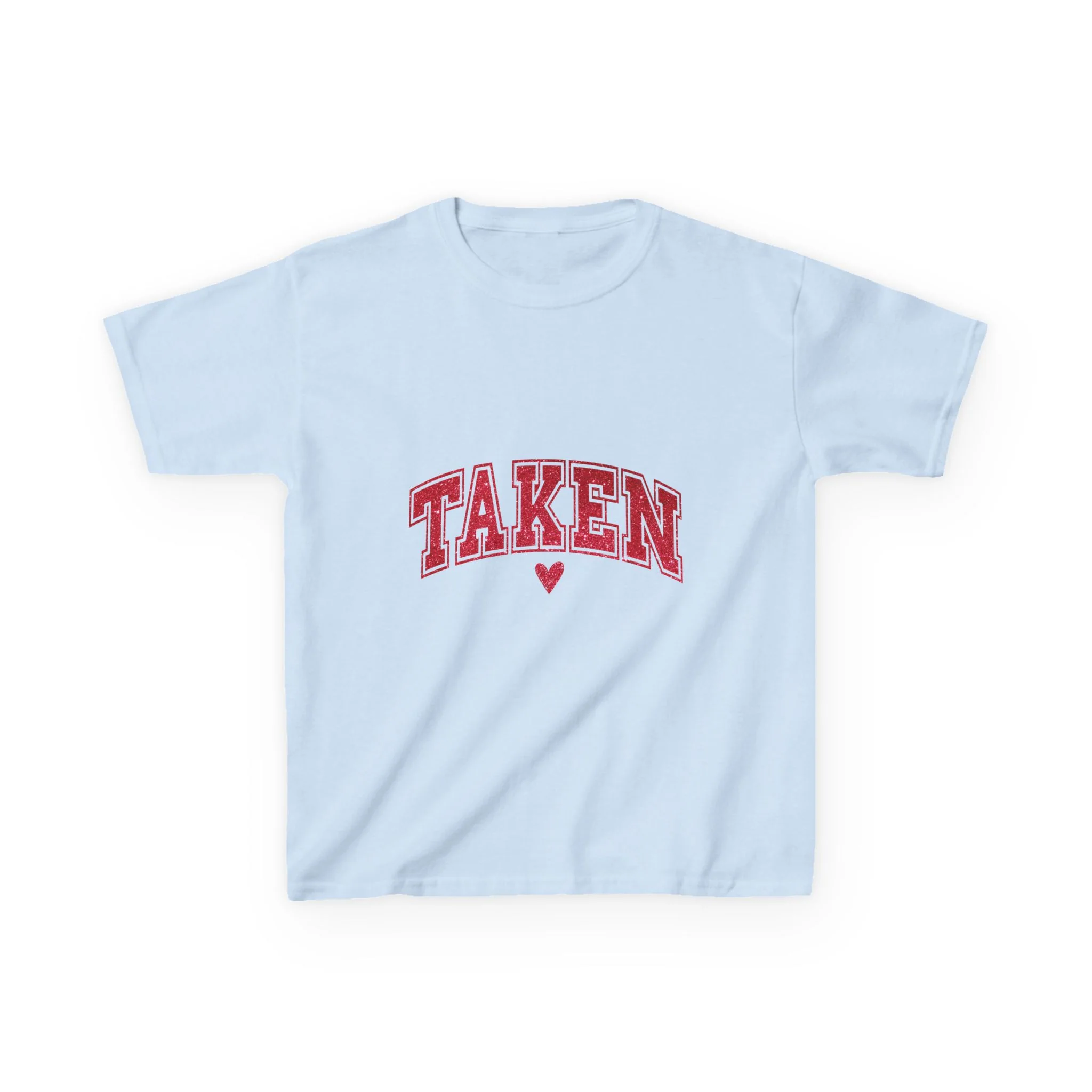 Taken Kids Tee | Red College Lettering, Small Heart