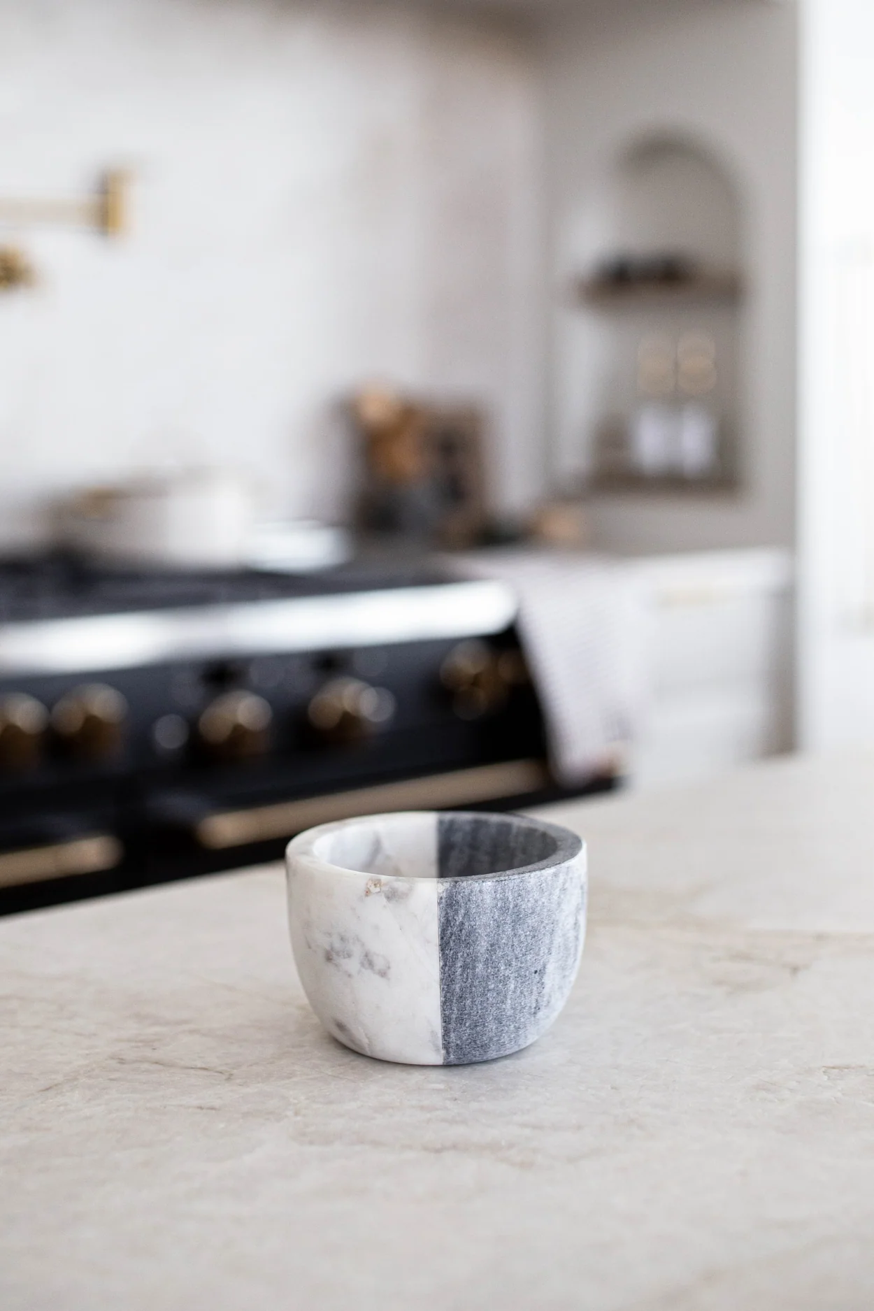 White & Grey Marble Color Block Bowl